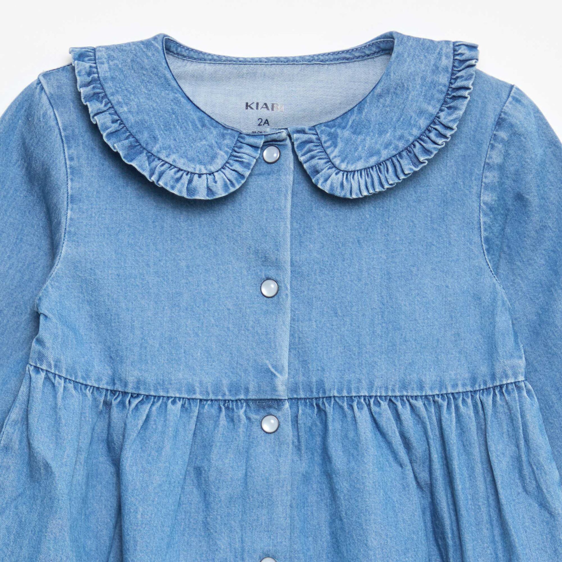 Denim Flare Dress with Peter Pan Collar BLUE