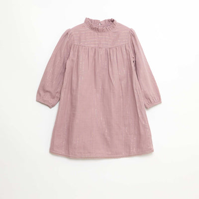 Cotton Gauze Dress with Shimmering Threads PINK