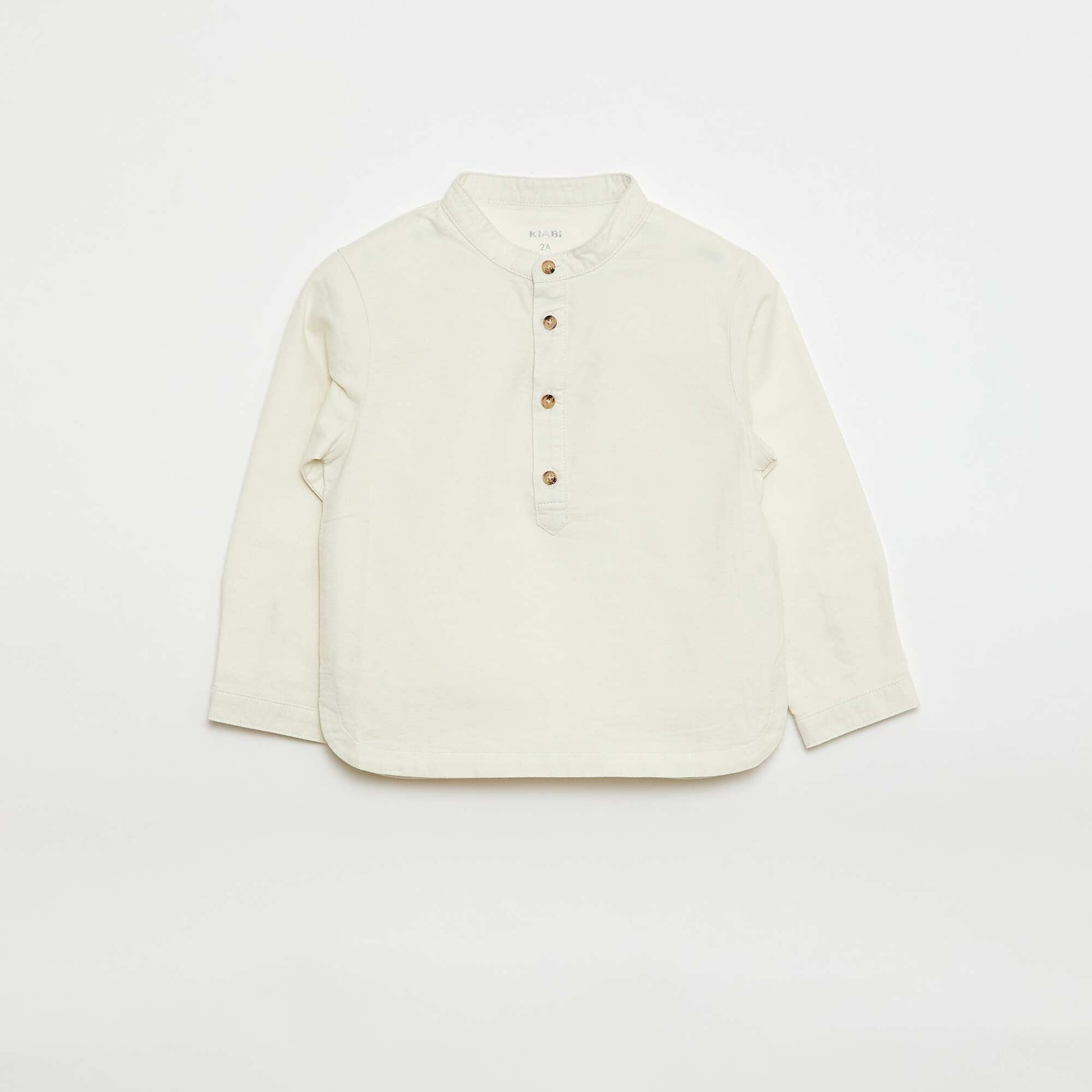 Oxford Shirt with Mandarin Collar WHITE
