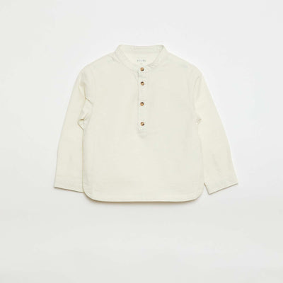 Oxford Shirt with Mandarin Collar WHITE