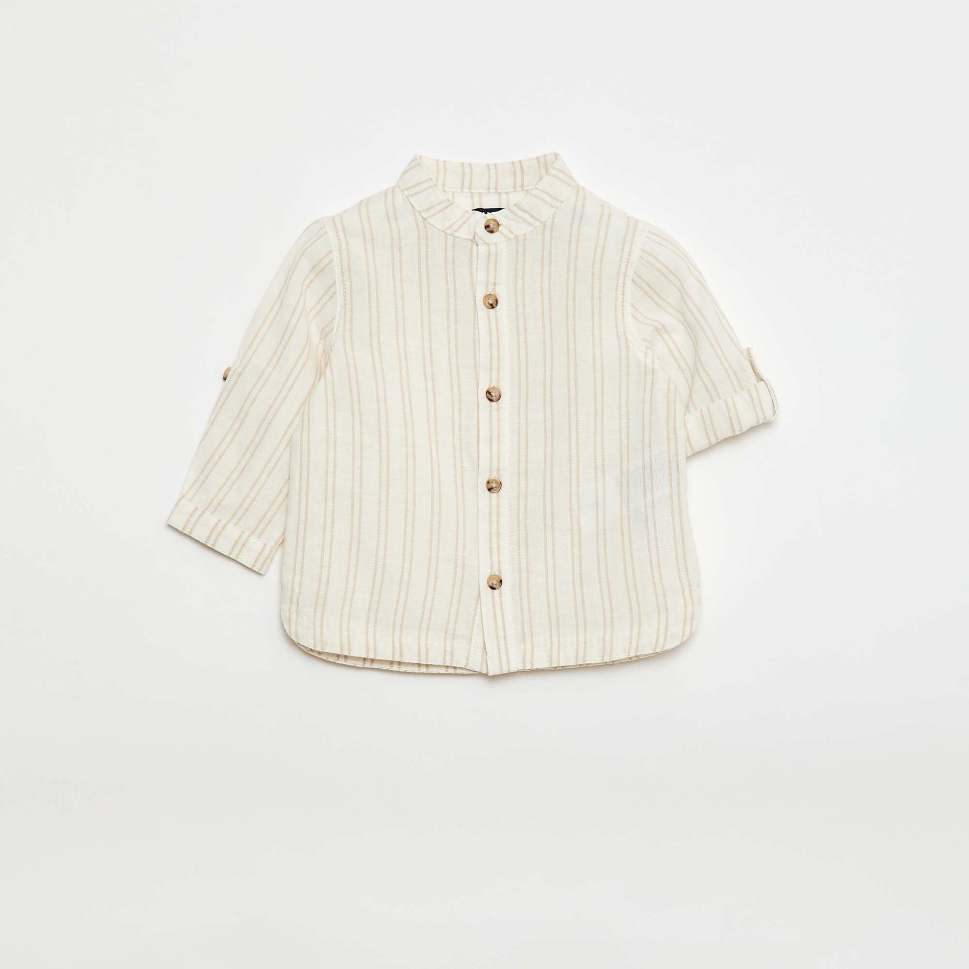 Striped Linen-Blend Shirt BEIGE