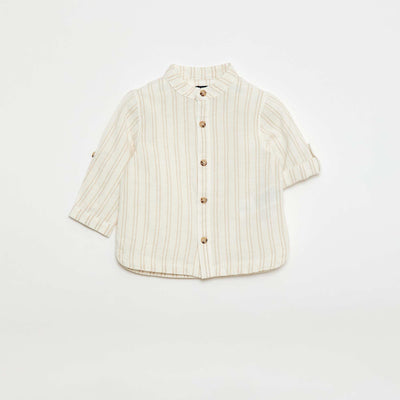 Striped Linen-Blend Shirt BEIGE