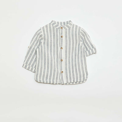 Striped Linen-Blend Shirt BLUE