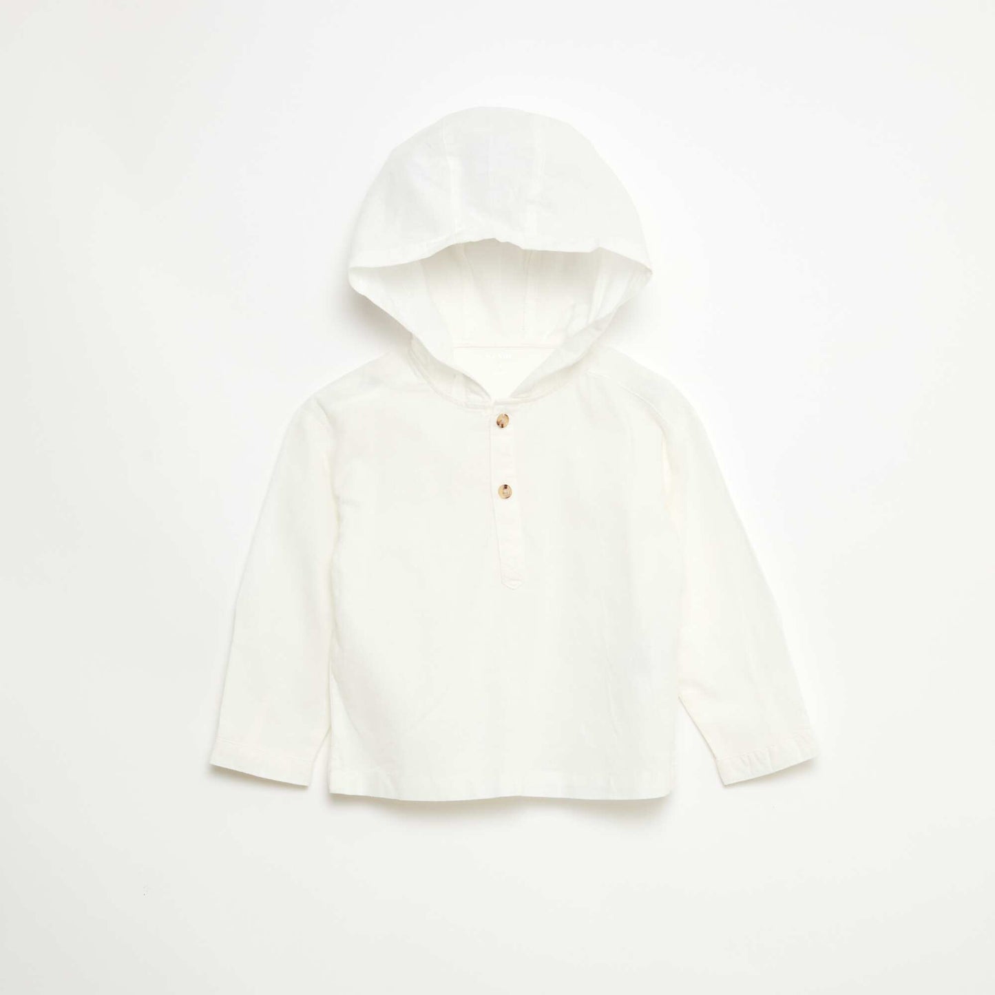 Mixed Linen Hooded Shirt WHITE