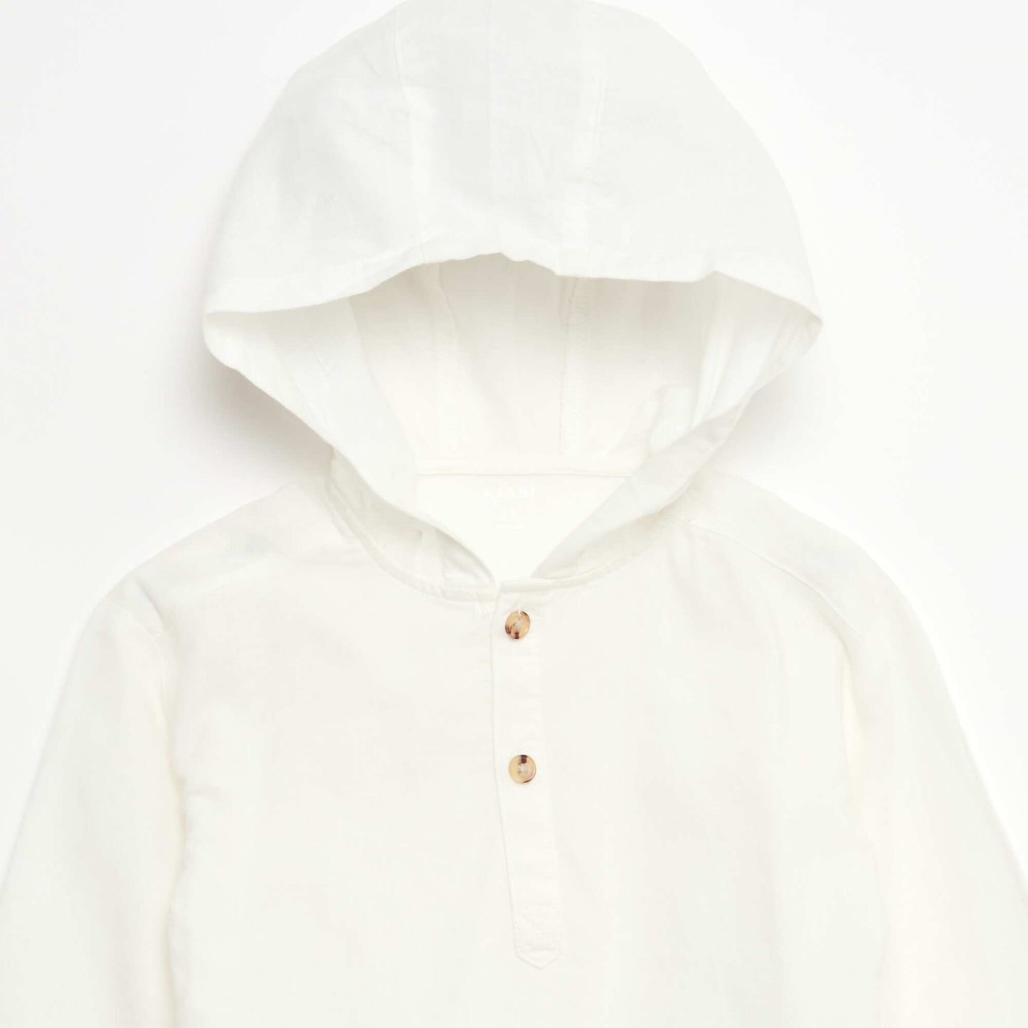 Mixed Linen Hooded Shirt WHITE