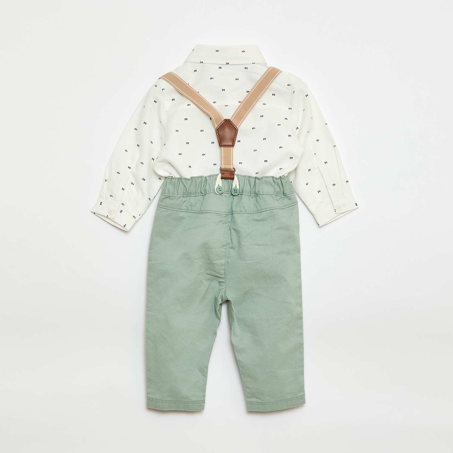 Shirt + Suspenders Pants Set - 2 pieces WHITE