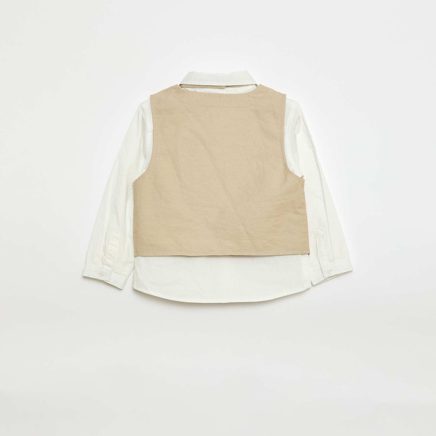 Shirt + Suit Vest + Chino Pants + Bow Tie Set - 4 pieces BEIGE