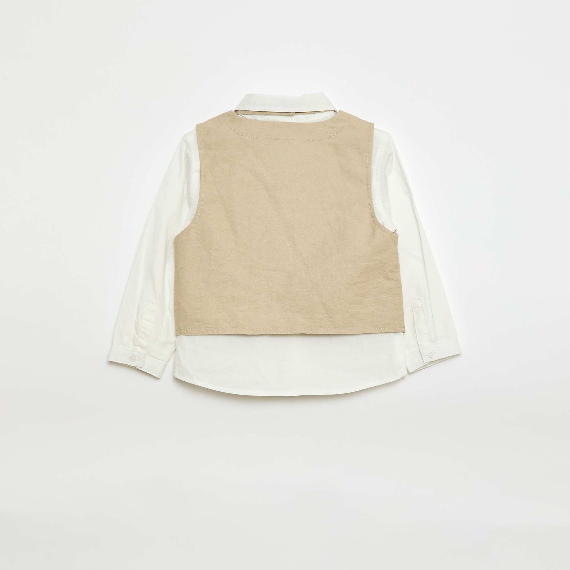 Shirt + Suit Vest + Chino Pants + Bow Tie Set - 4 pieces BEIGE