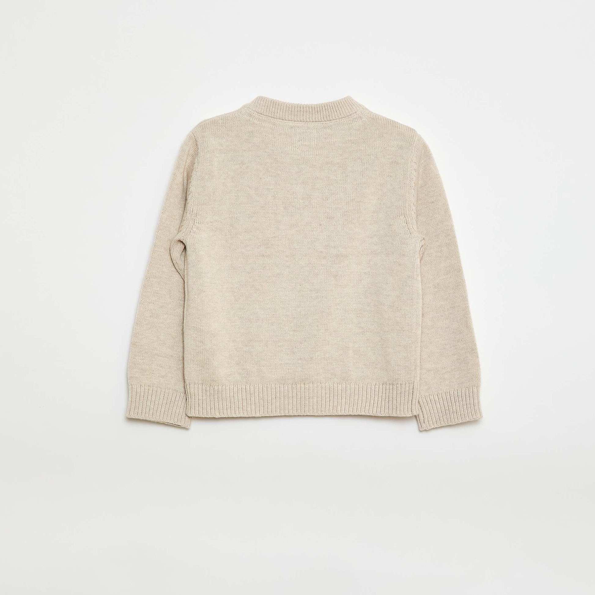 Fine Knit Zip-Up Cardigan BEIGE