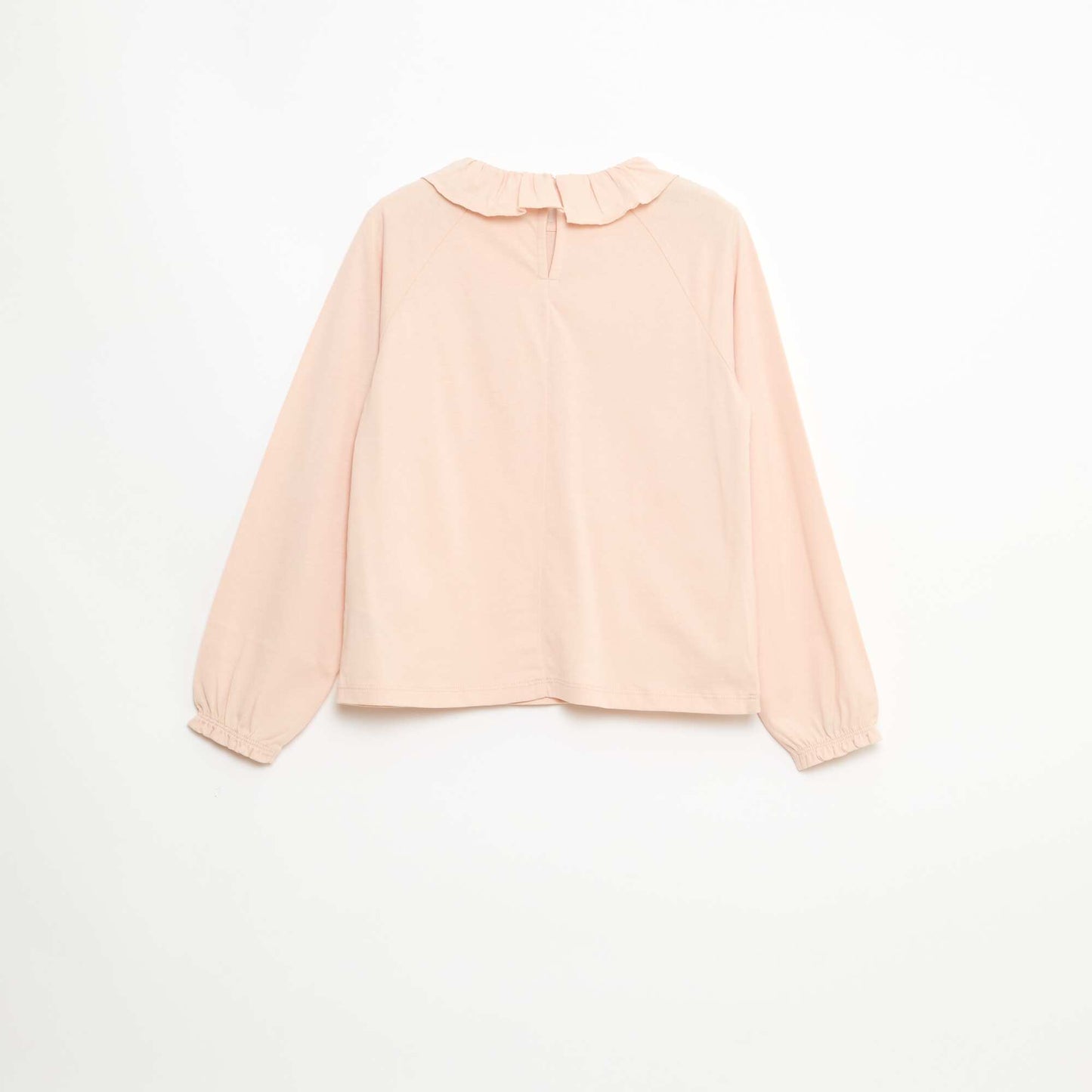 Animated Ruffle Collar Cotton T-shirt BEIGE