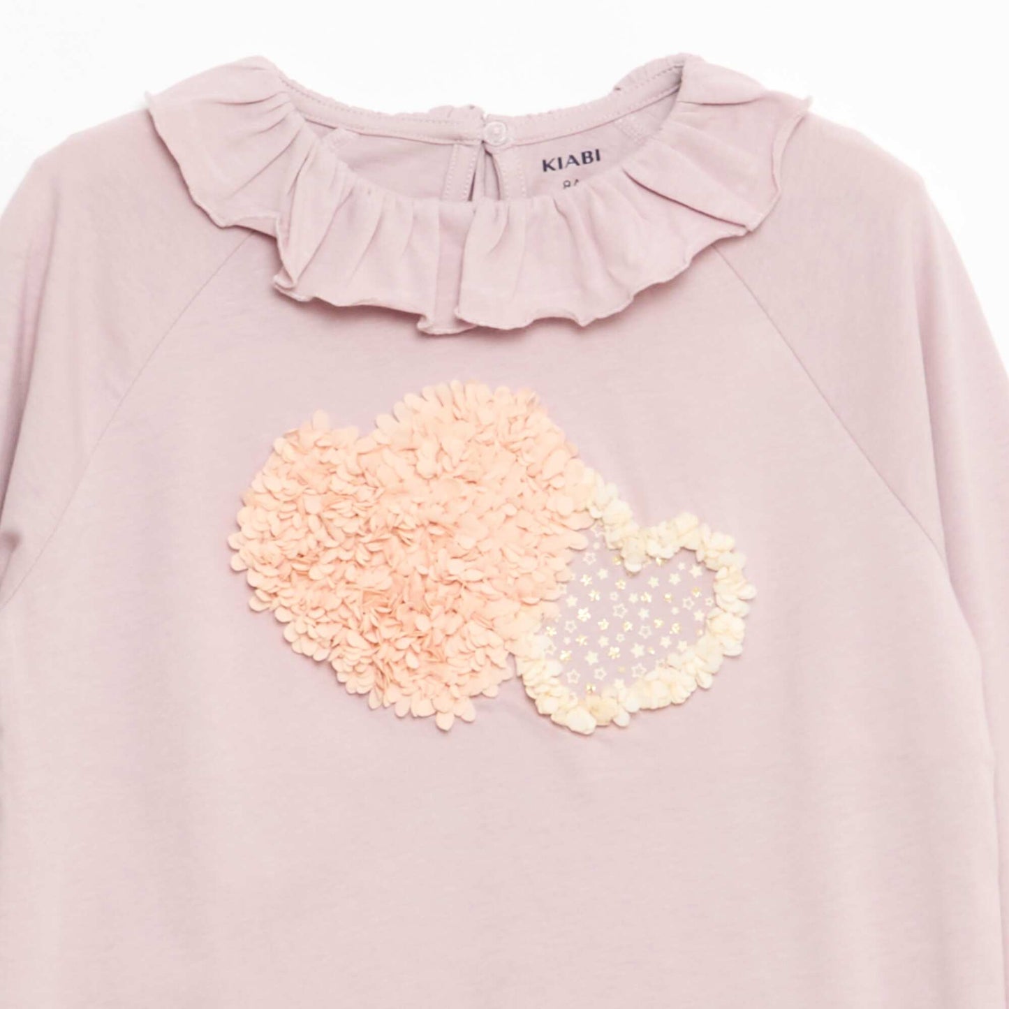 Animated Ruffle-Neck Cotton T-shirt PINK