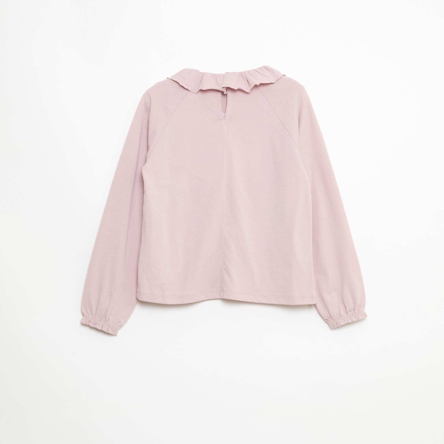 Animated Ruffle-Neck Cotton T-shirt PINK