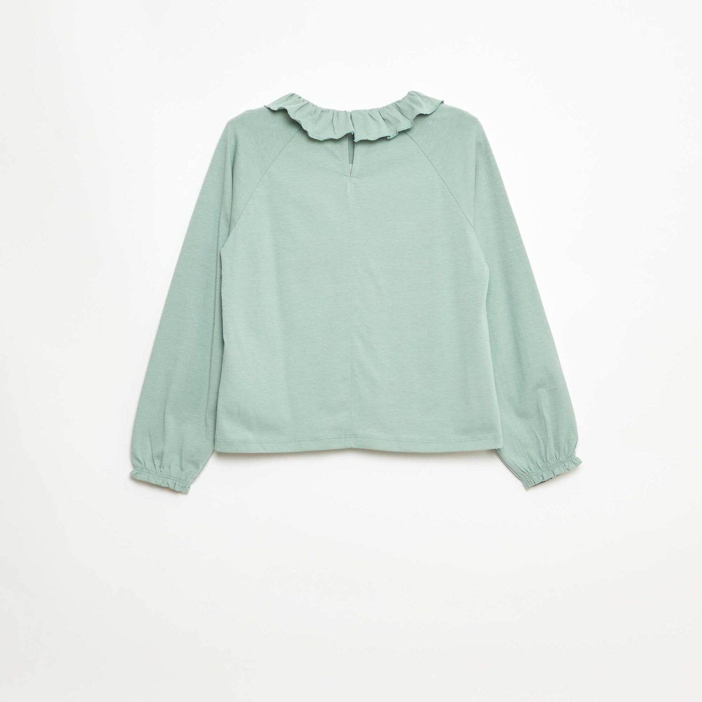 Animated Ruffle-Neck Cotton T-shirt GREEN