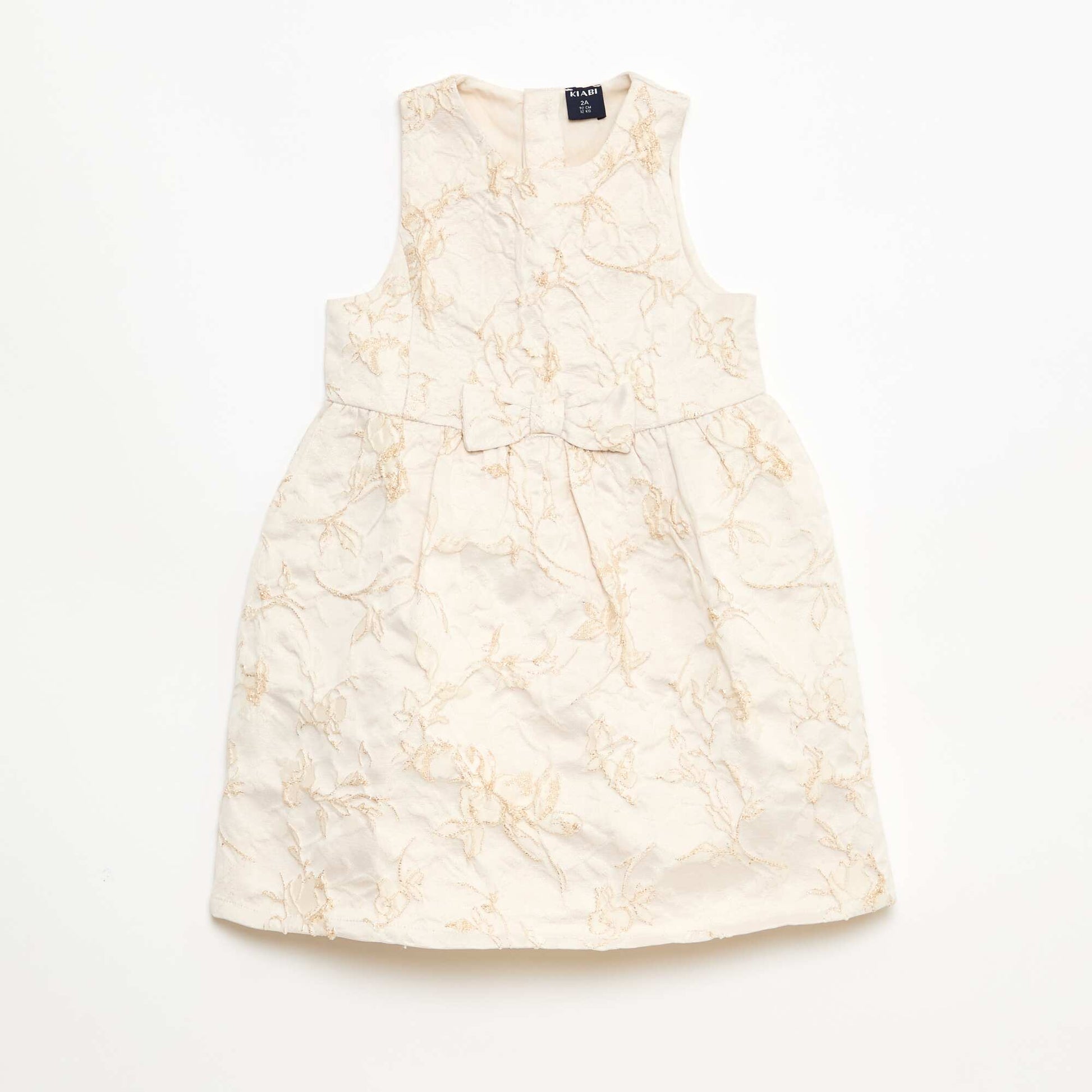 Embroidered Jacquard Trapeze Dress BEIGE