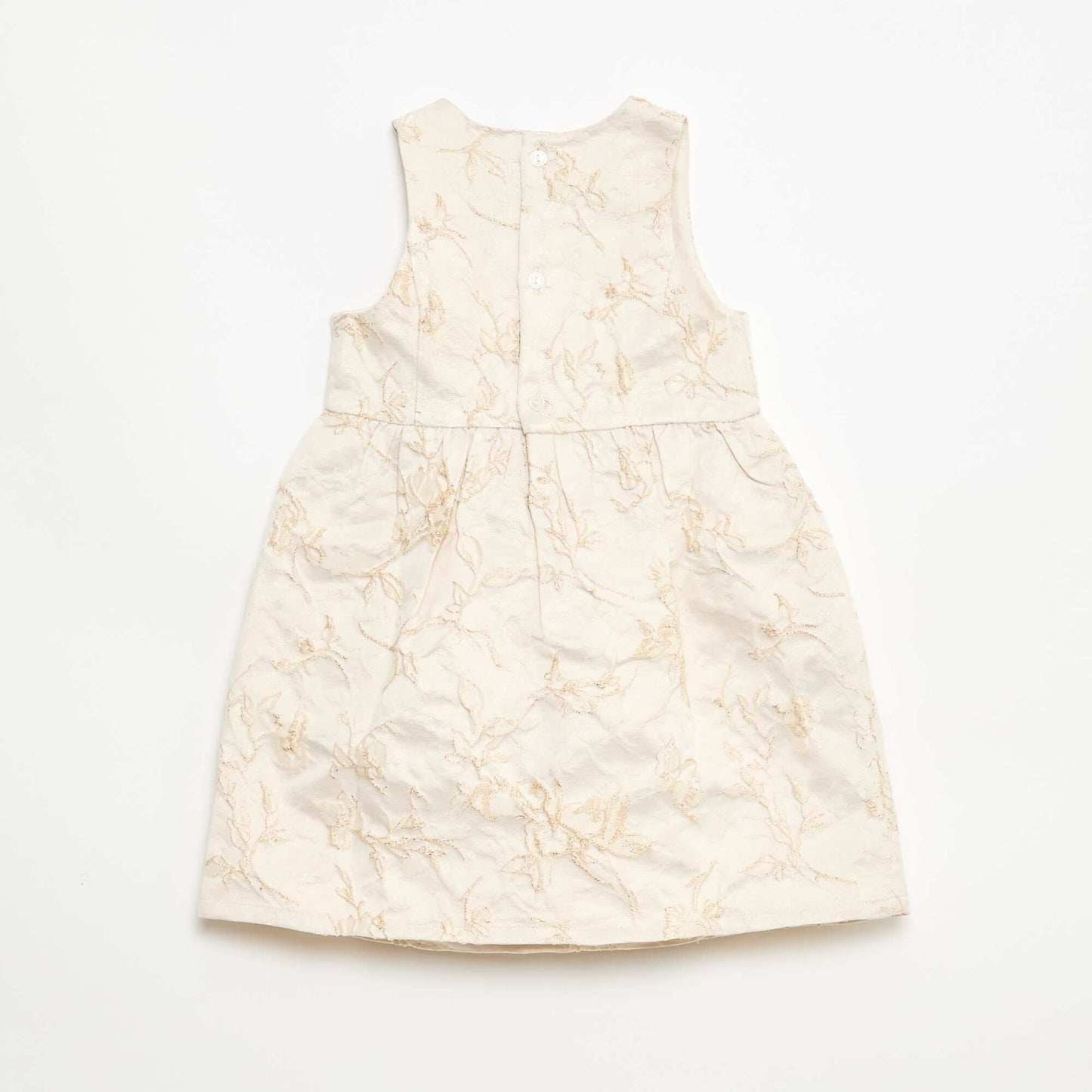 Embroidered Jacquard Trapeze Dress BEIGE