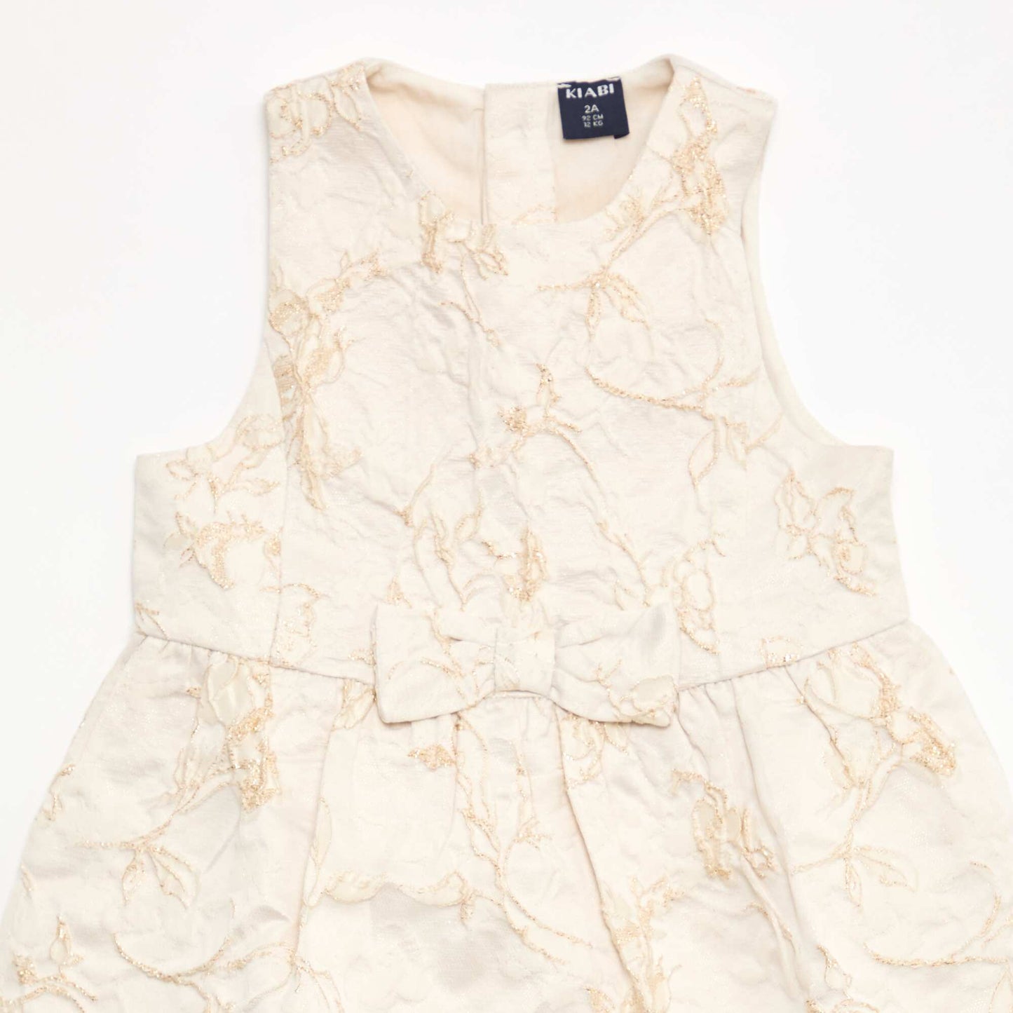 Embroidered Jacquard Trapeze Dress BEIGE