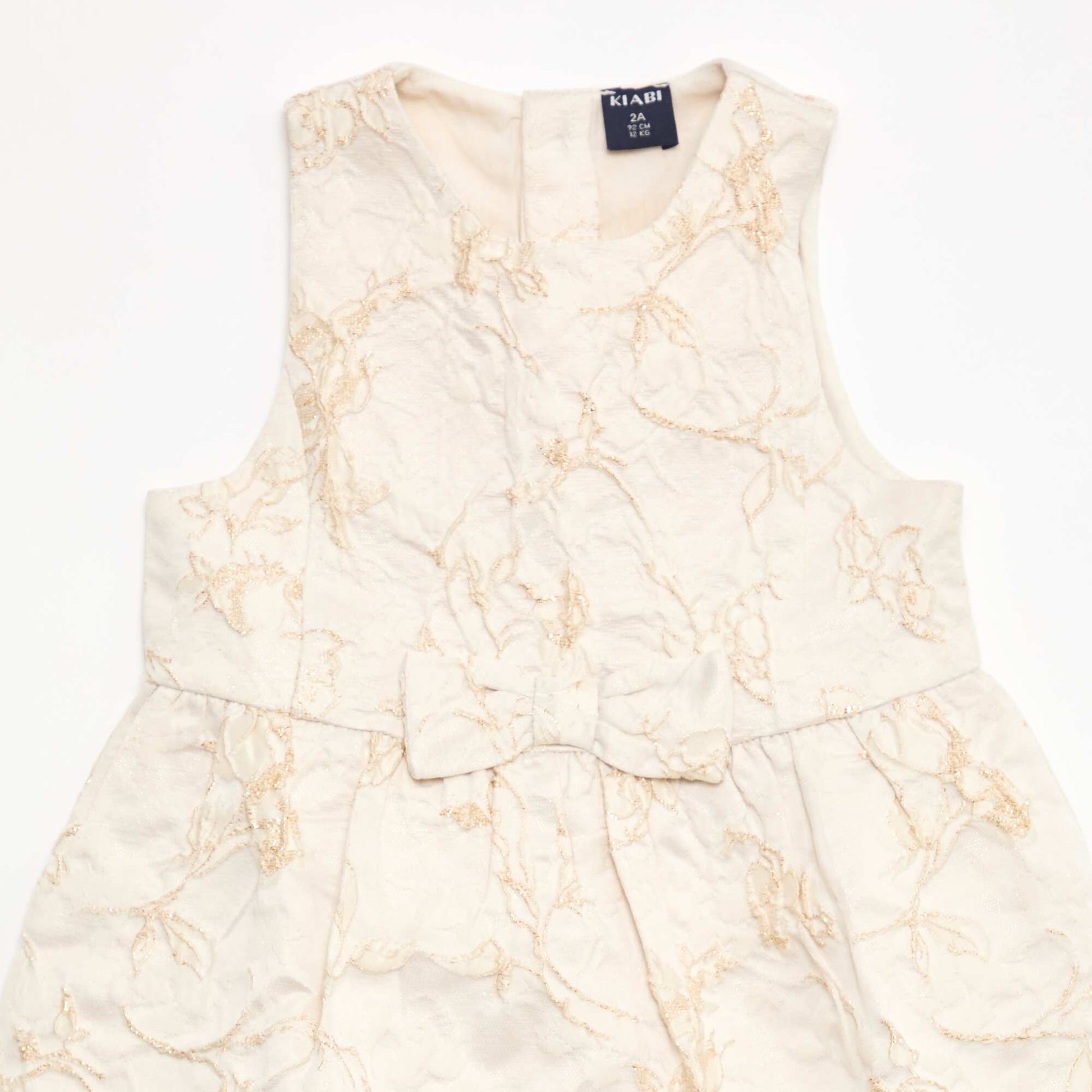 Embroidered Jacquard Trapeze Dress BEIGE