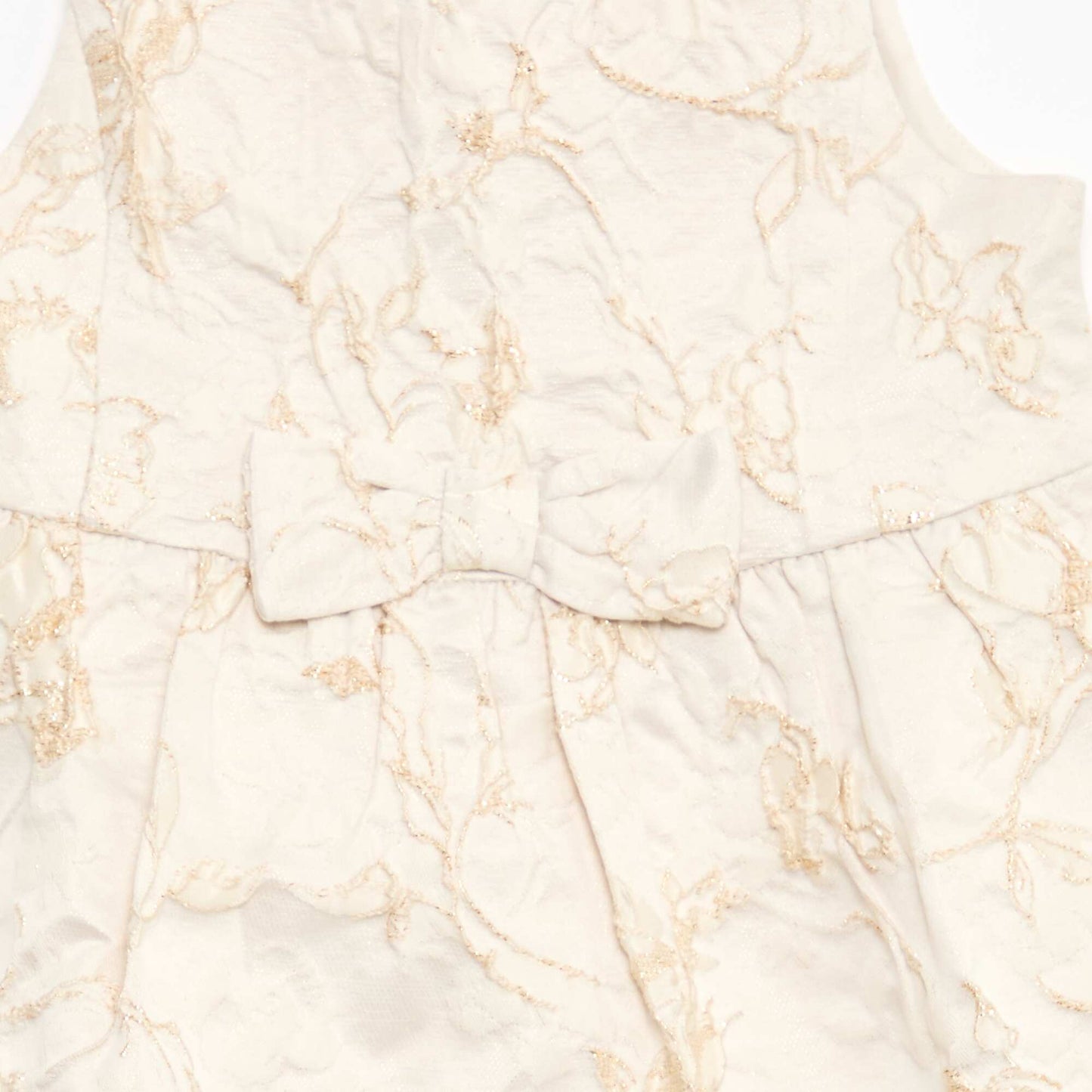 Embroidered Jacquard Trapeze Dress BEIGE