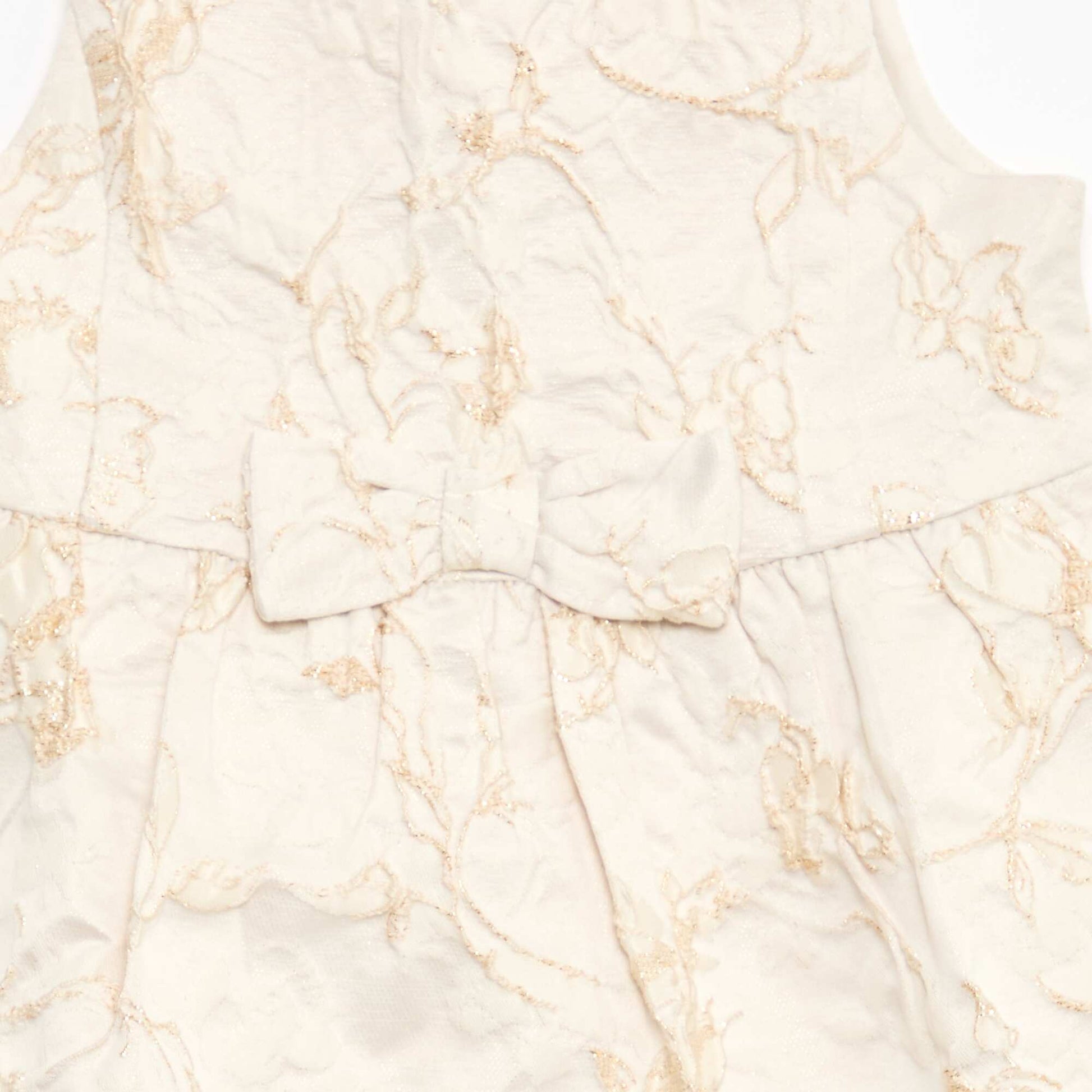Embroidered Jacquard Trapeze Dress BEIGE