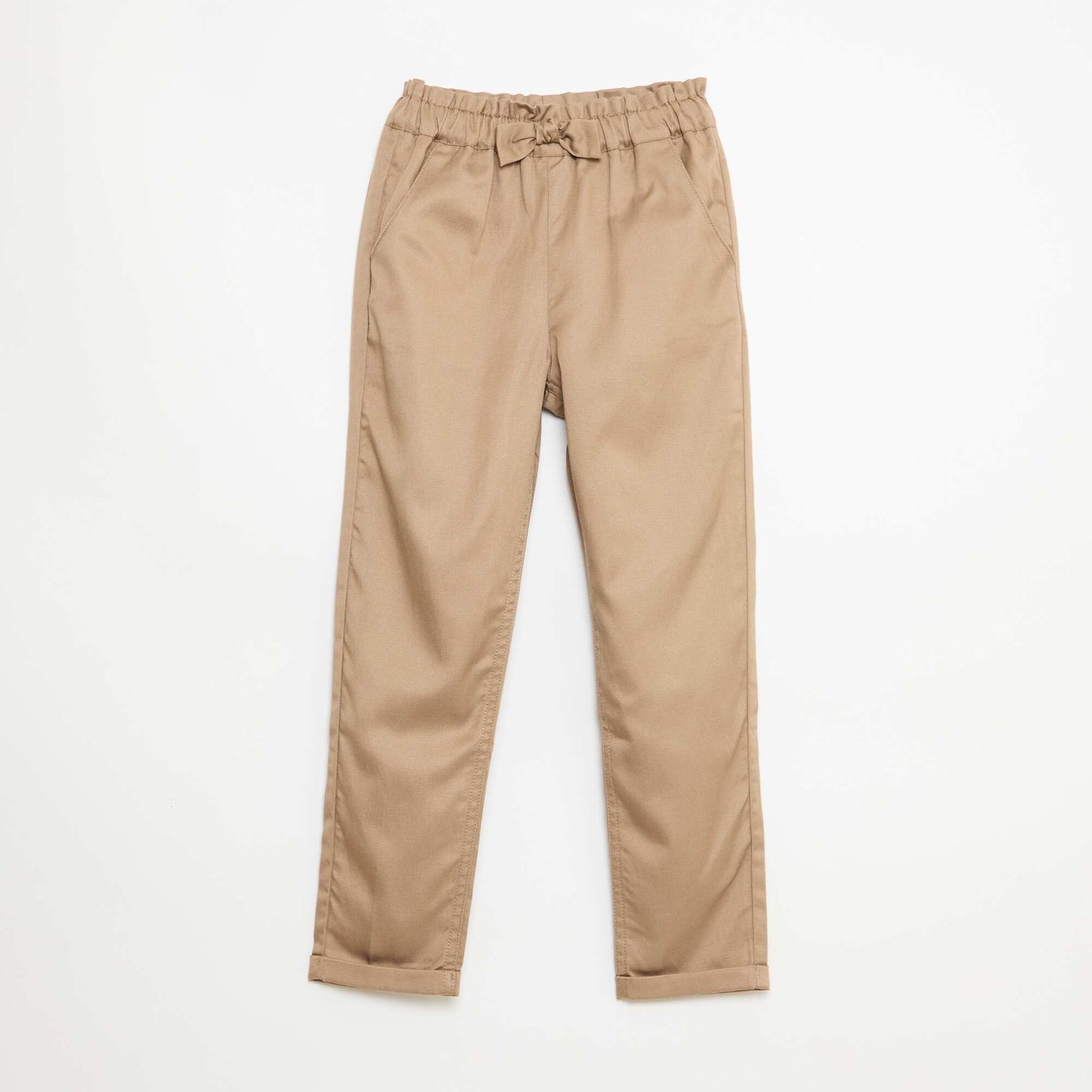 Tencel Trousers with Plain Bow BEIGE