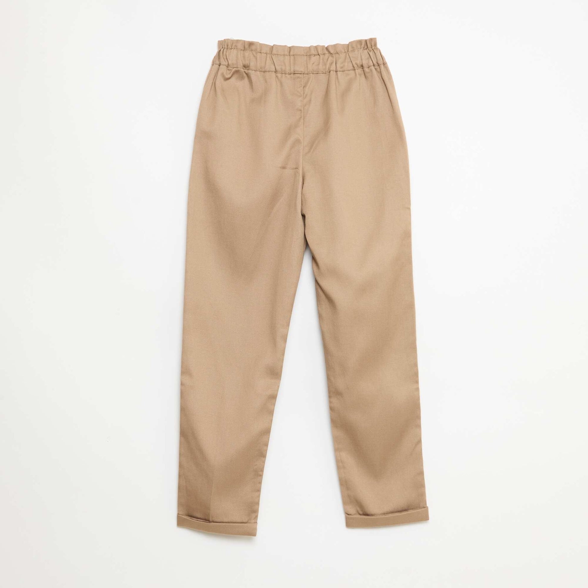 Tencel Trousers with Plain Bow BEIGE