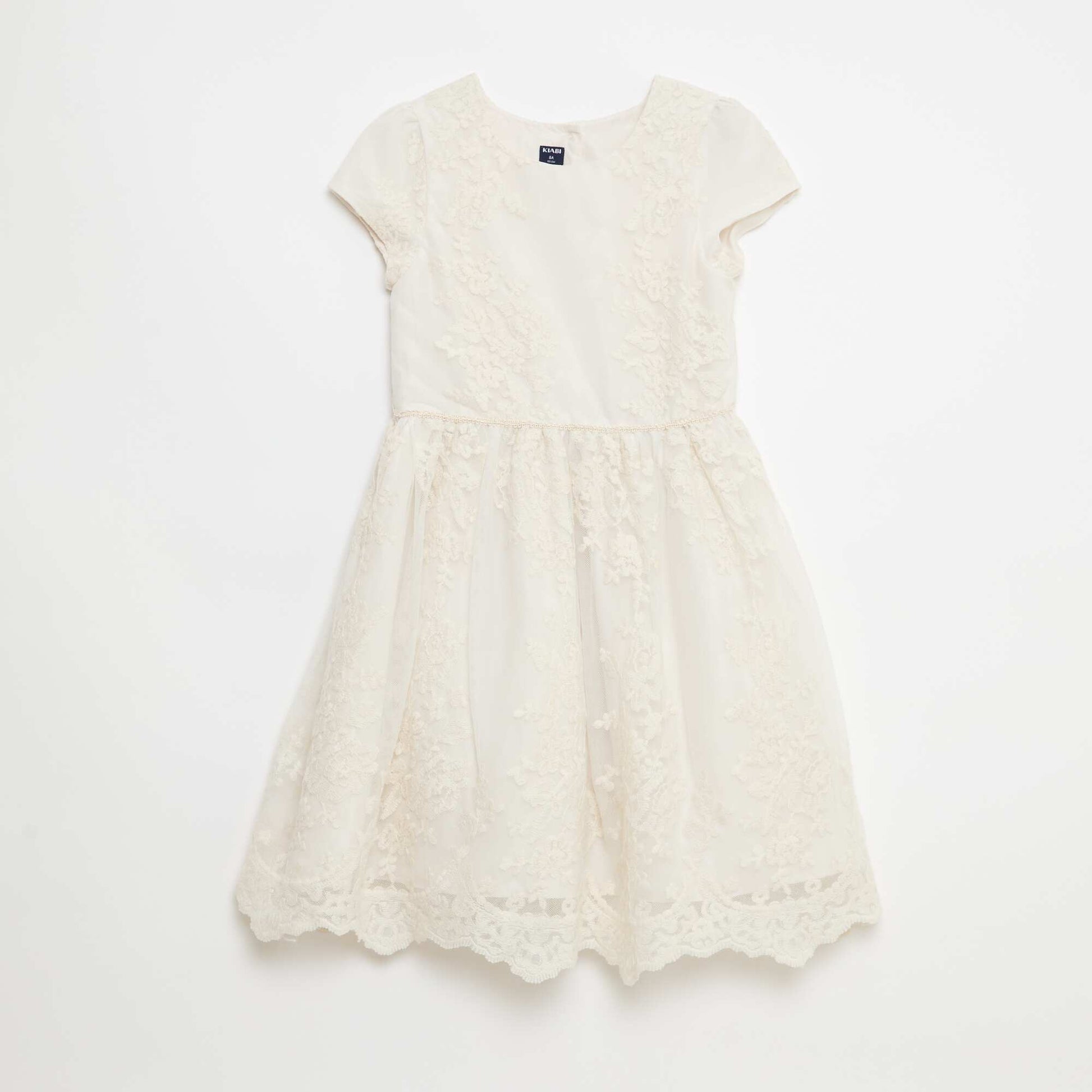 Solid English Embroidery Tulle Dress WHITE