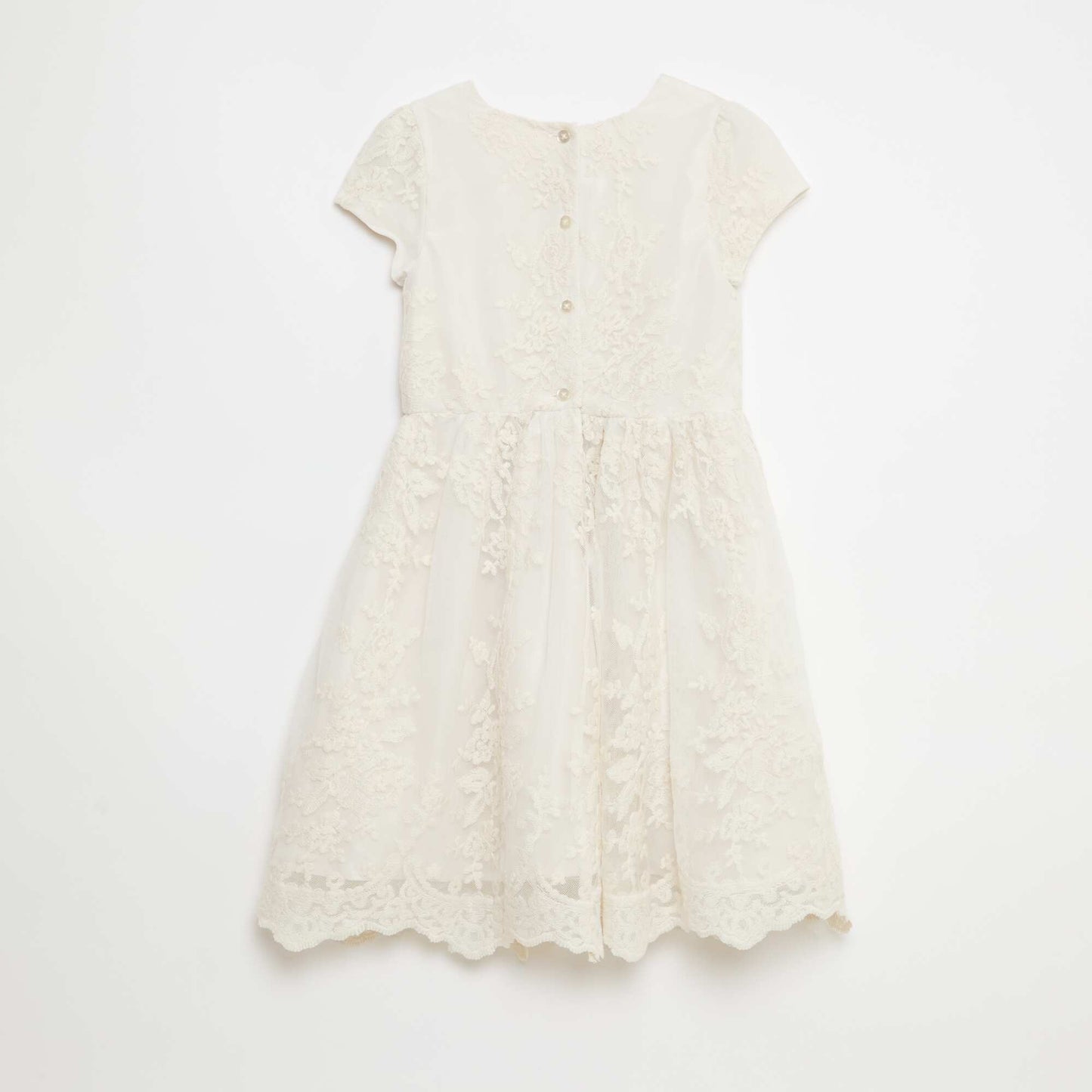 Solid English Embroidery Tulle Dress WHITE
