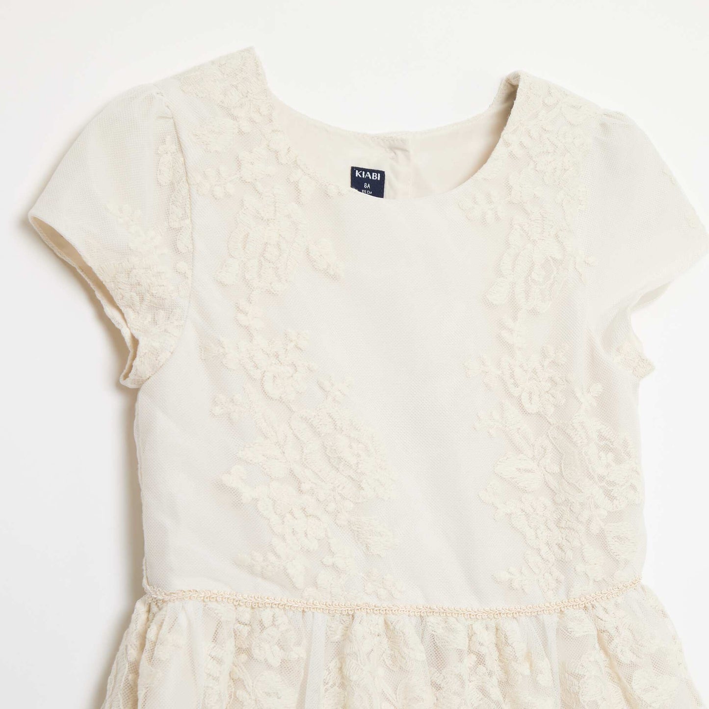 Solid English Embroidery Tulle Dress WHITE