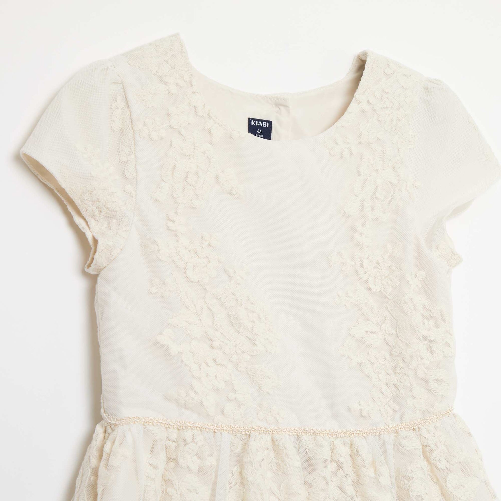 Solid English Embroidery Tulle Dress WHITE