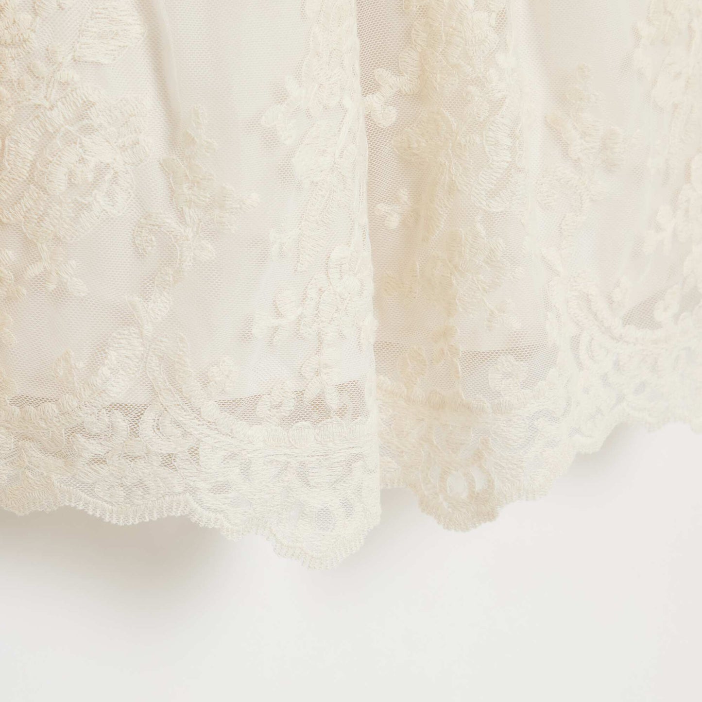 Solid English Embroidery Tulle Dress WHITE