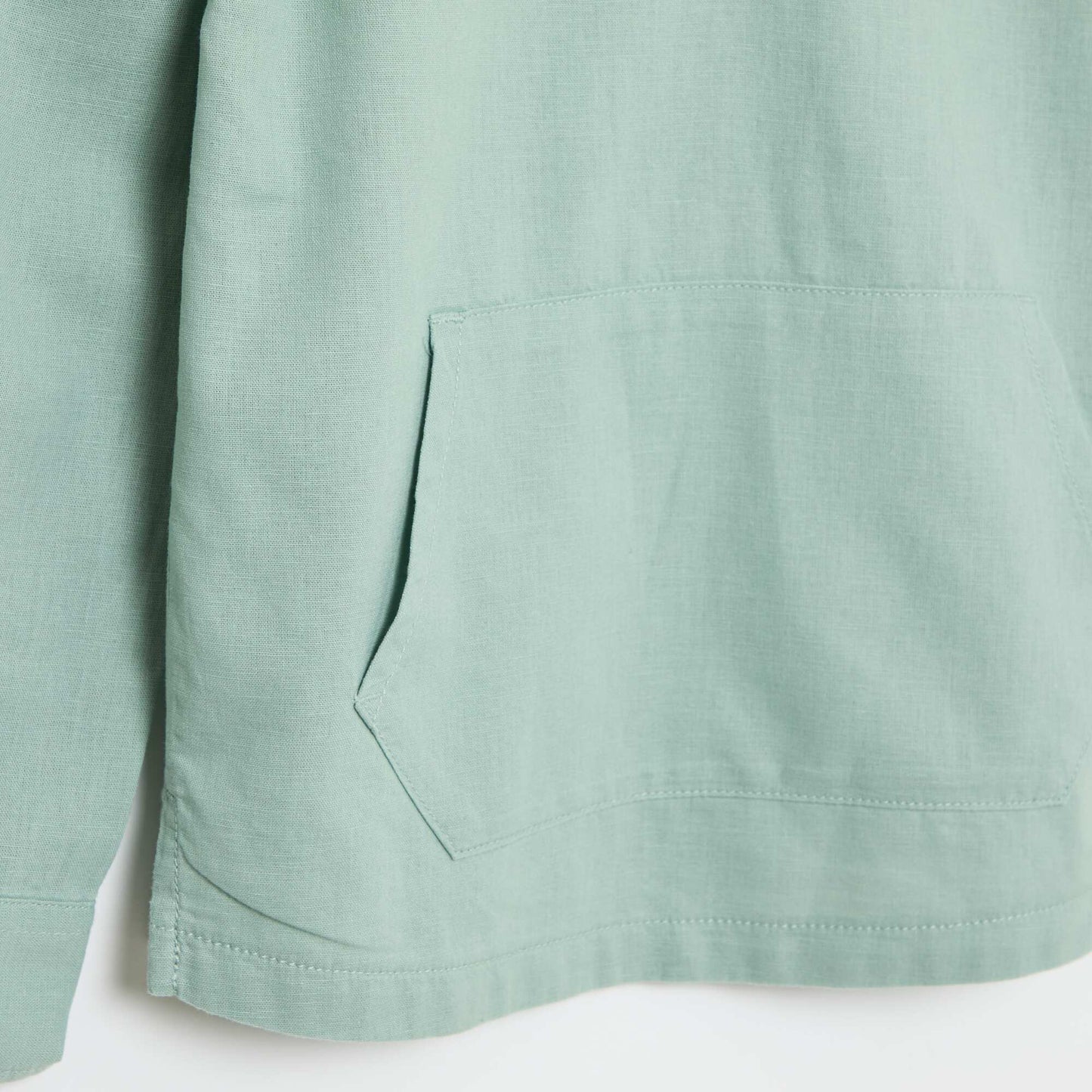 Plain Cotton and Linen Hooded Shirt GREEN