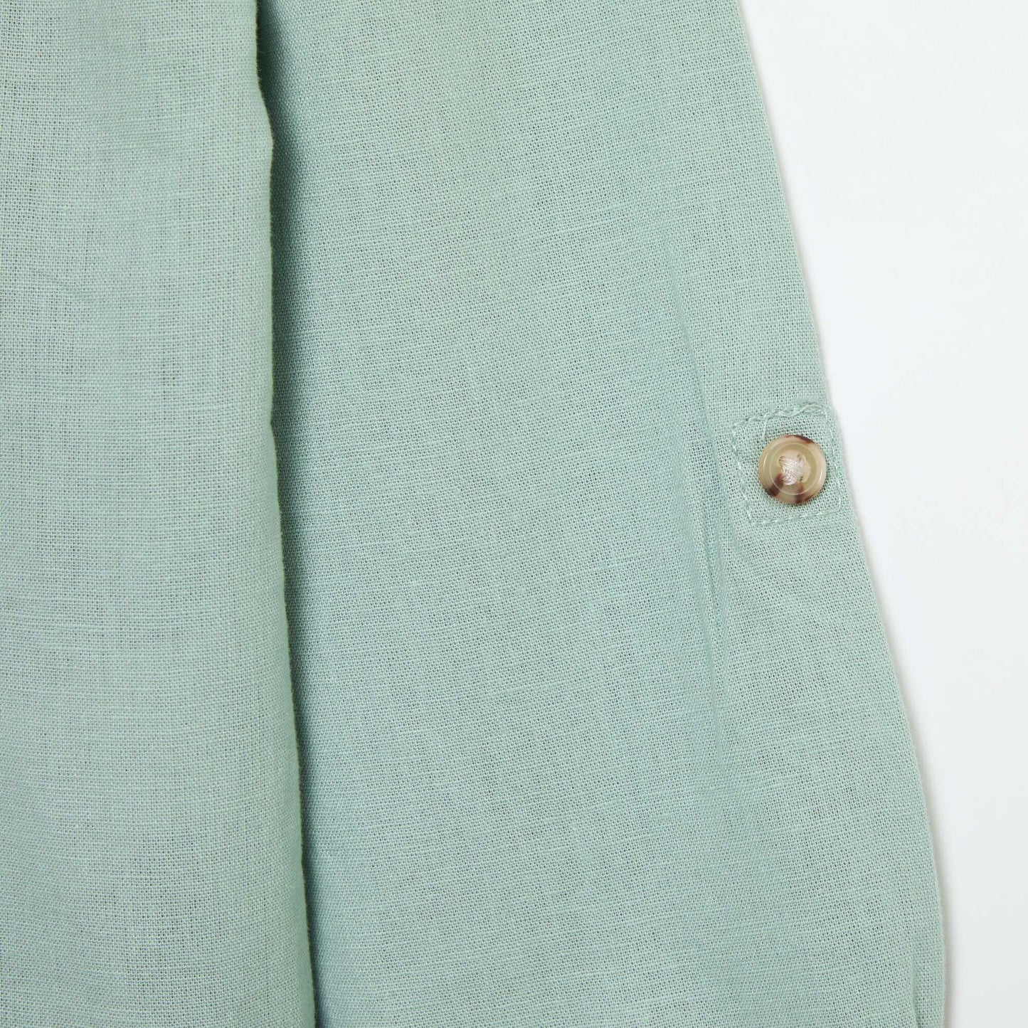 Plain Cotton and Linen Hooded Shirt GREEN
