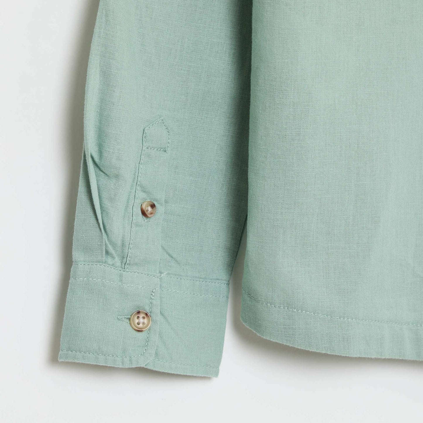 Plain Cotton and Linen Hooded Shirt GREEN
