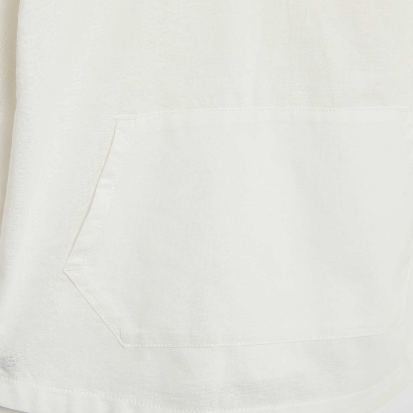 Plain Cotton and Linen Hooded Shirt WHITE