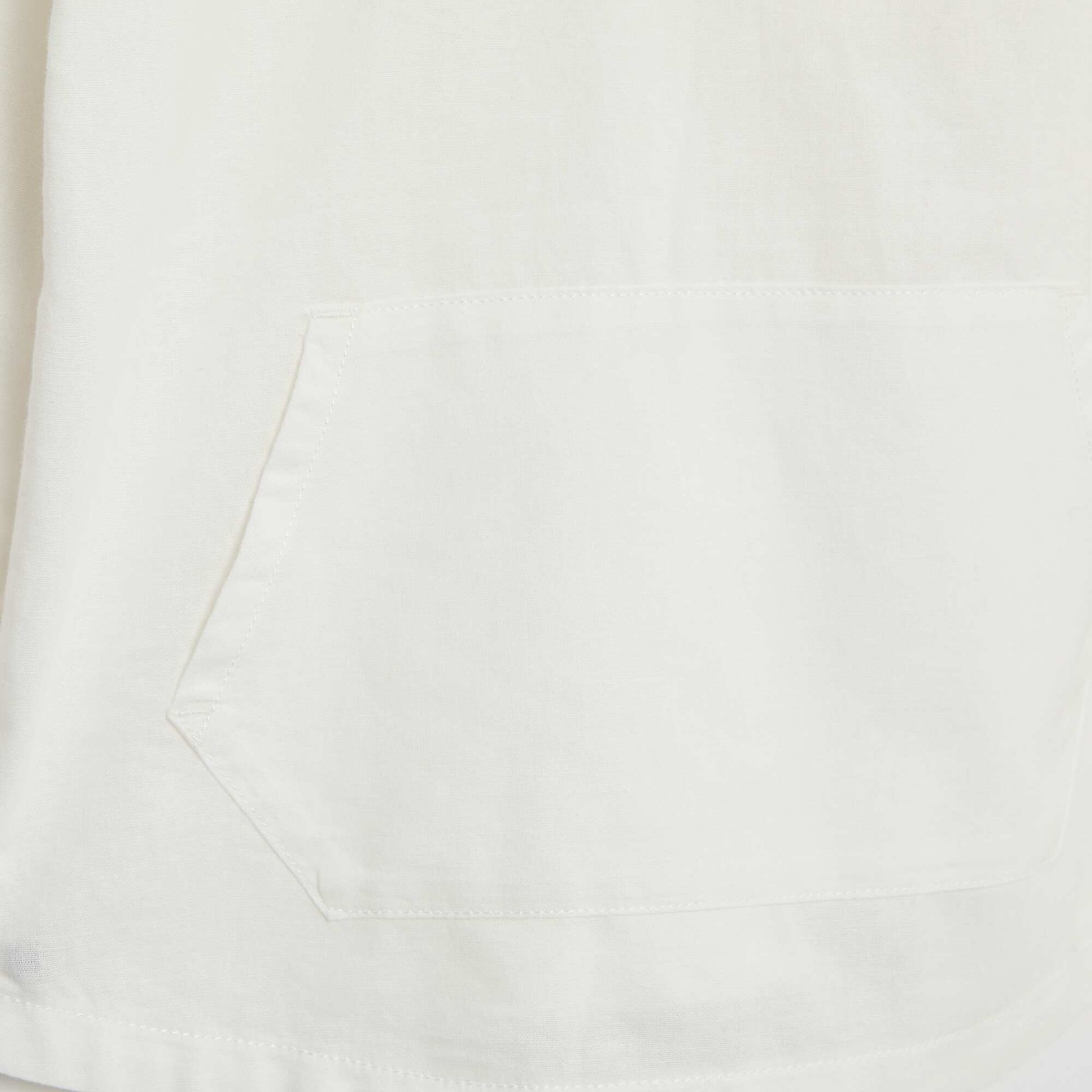 Plain Cotton and Linen Hooded Shirt WHITE