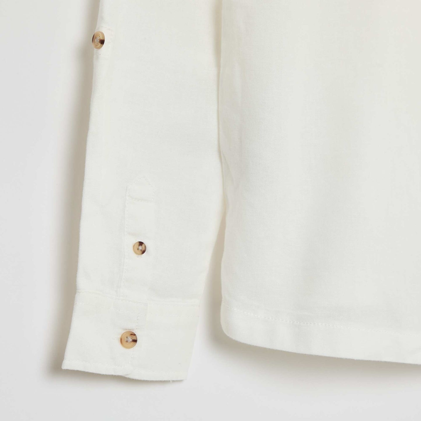 Plain Cotton and Linen Hooded Shirt WHITE