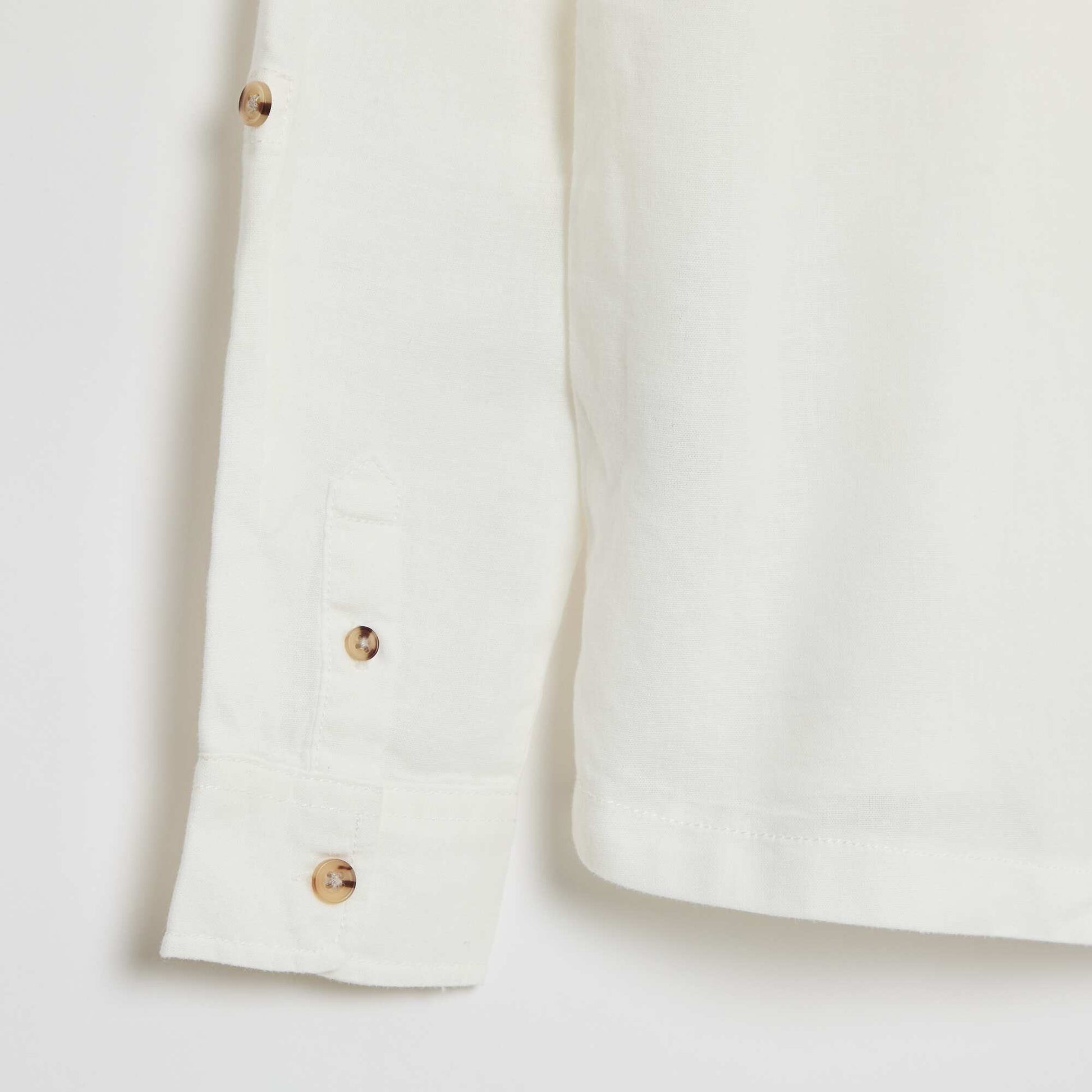 Plain Cotton and Linen Hooded Shirt WHITE