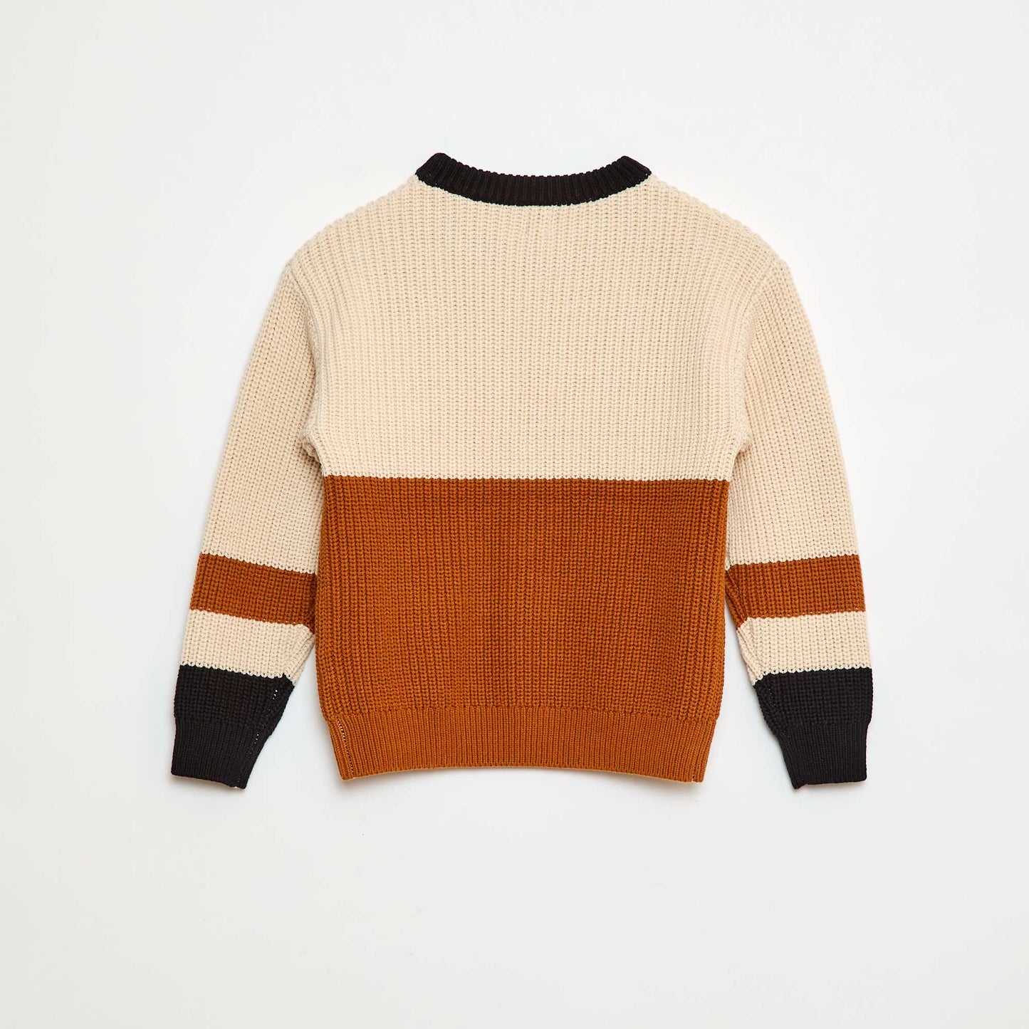 Color Block Knitted Sweater BEIGE