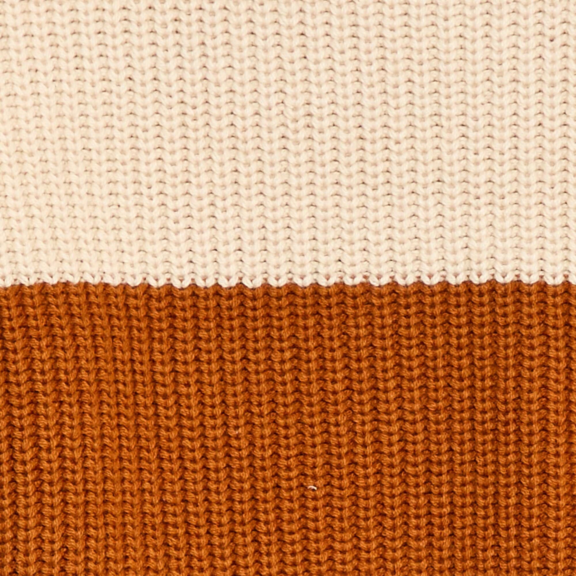 Color Block Knitted Sweater BEIGE