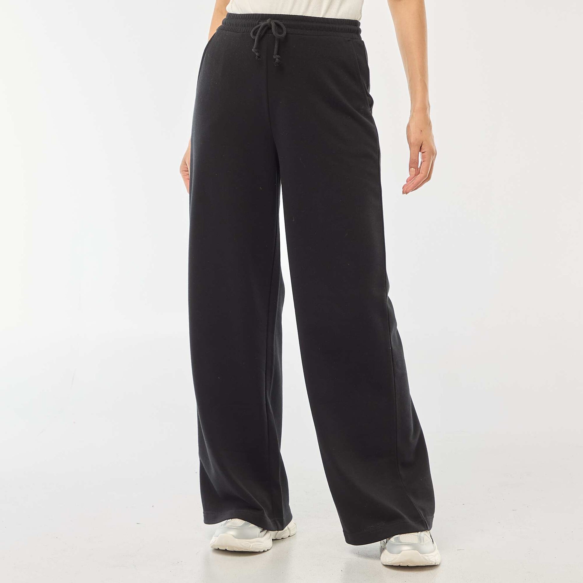 Solid Color Cotton Joggers BLACK