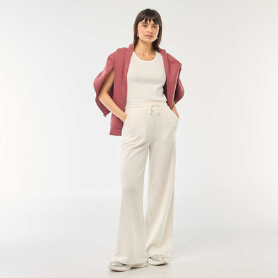 Solid Color Cotton Joggers WHITE