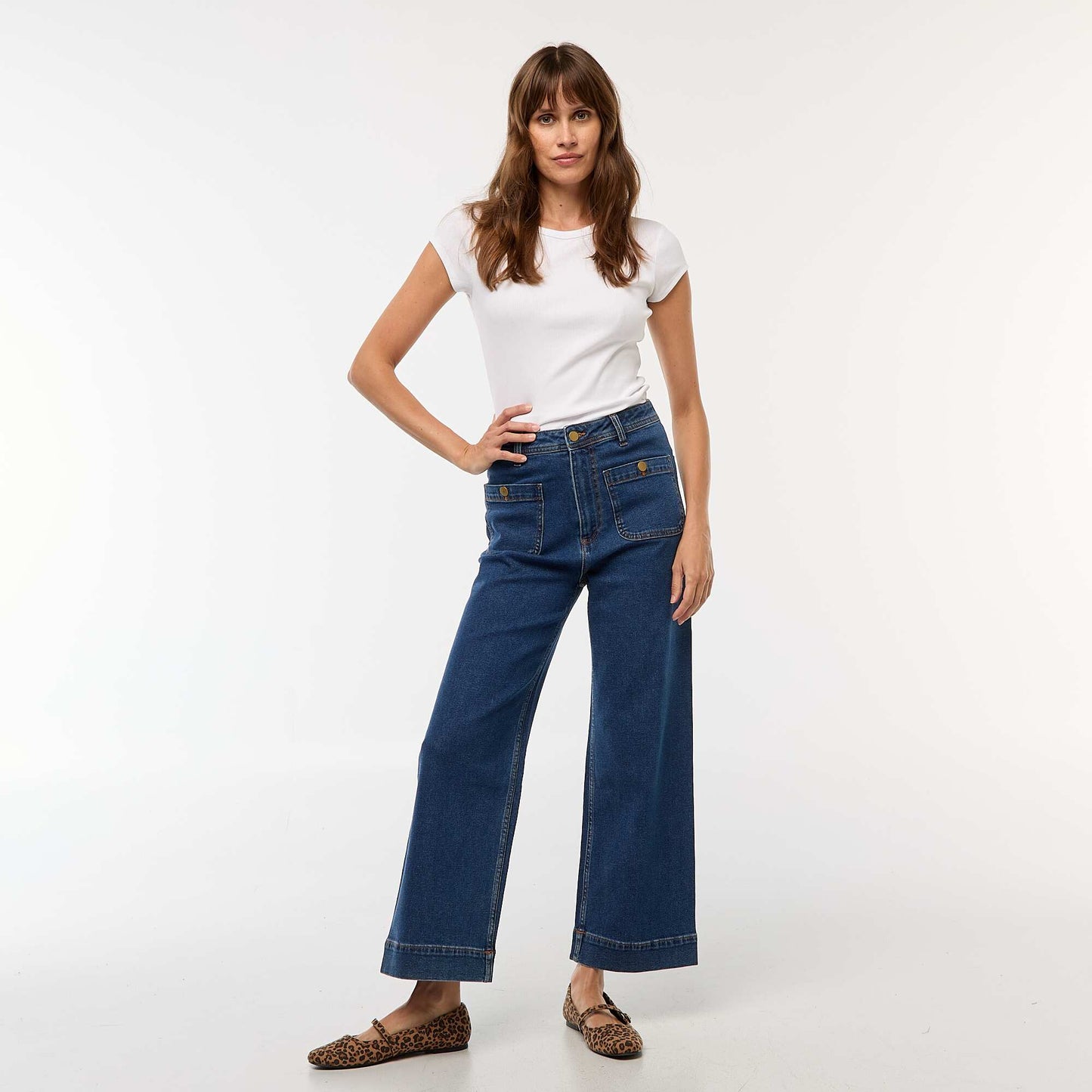 Wide Leg Denim Pants BLUE
