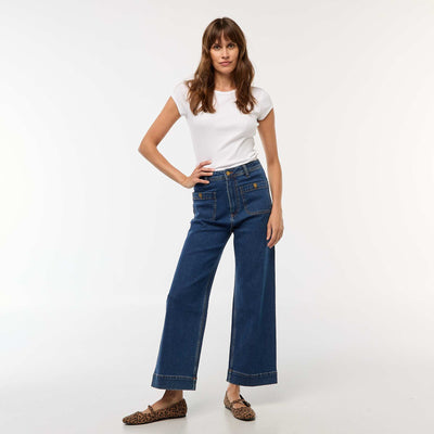 Wide Leg Denim Pants BLUE