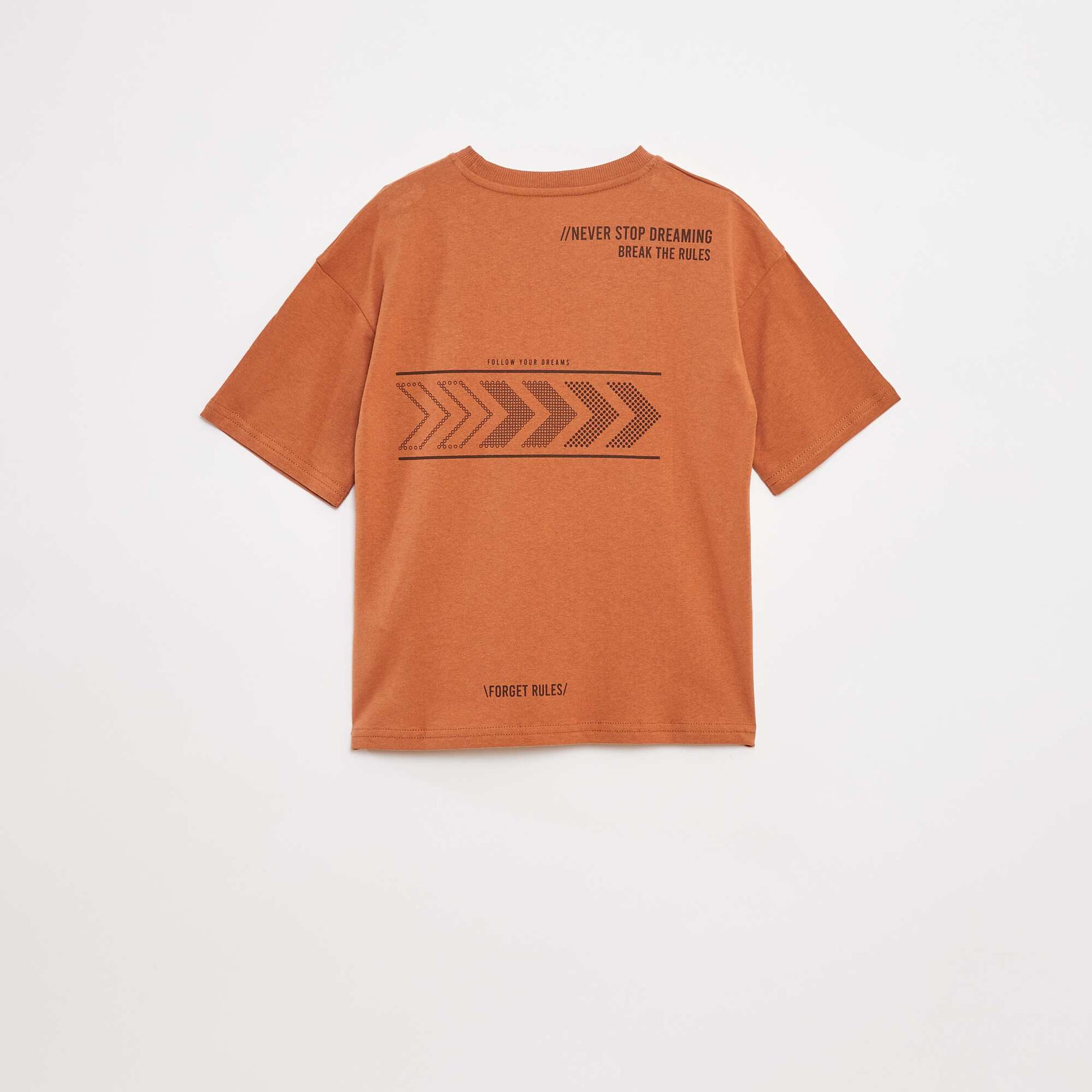 Printed slogan T-shirt BROWN
