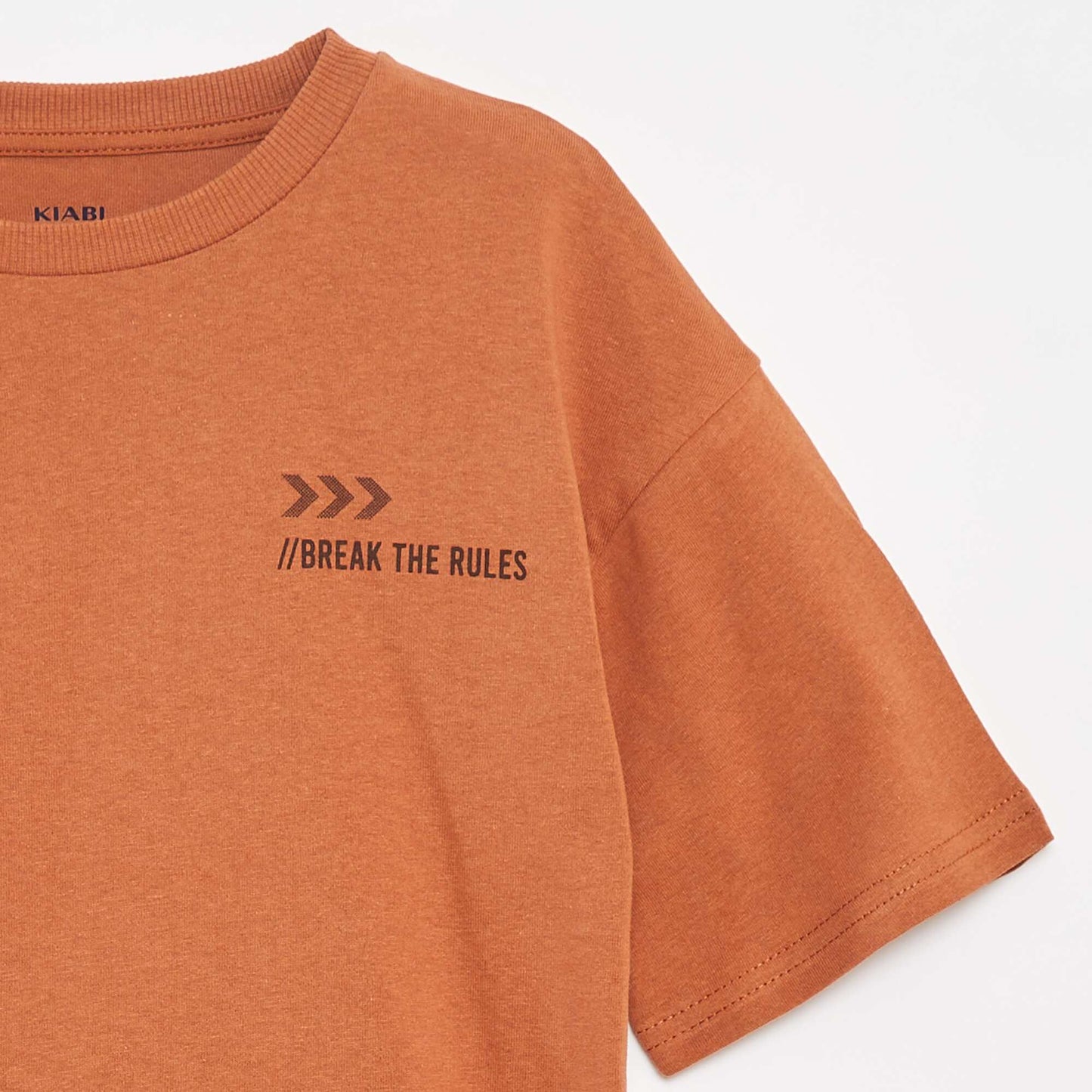 Printed slogan T-shirt BROWN