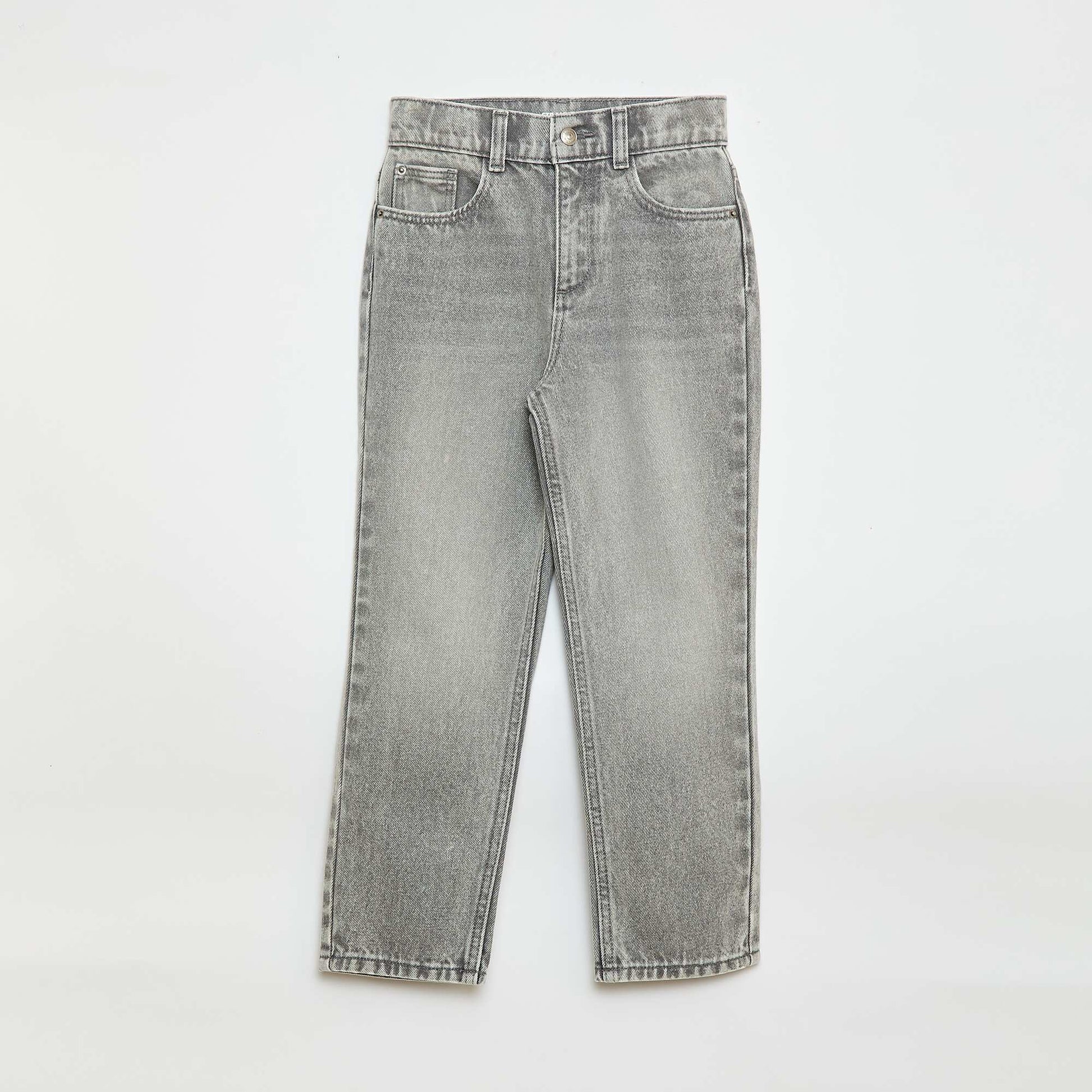 High-Waisted Denim Trousers GREY