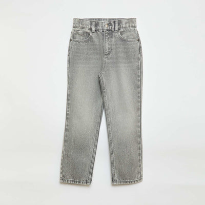 High-Waisted Denim Trousers GREY