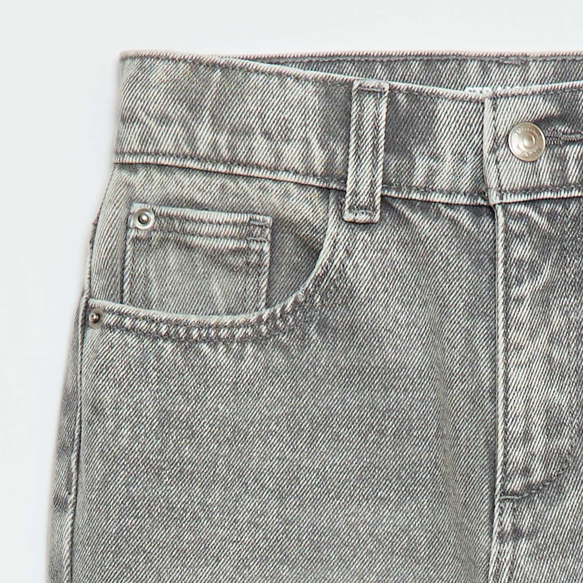 High-Waisted Denim Trousers GREY