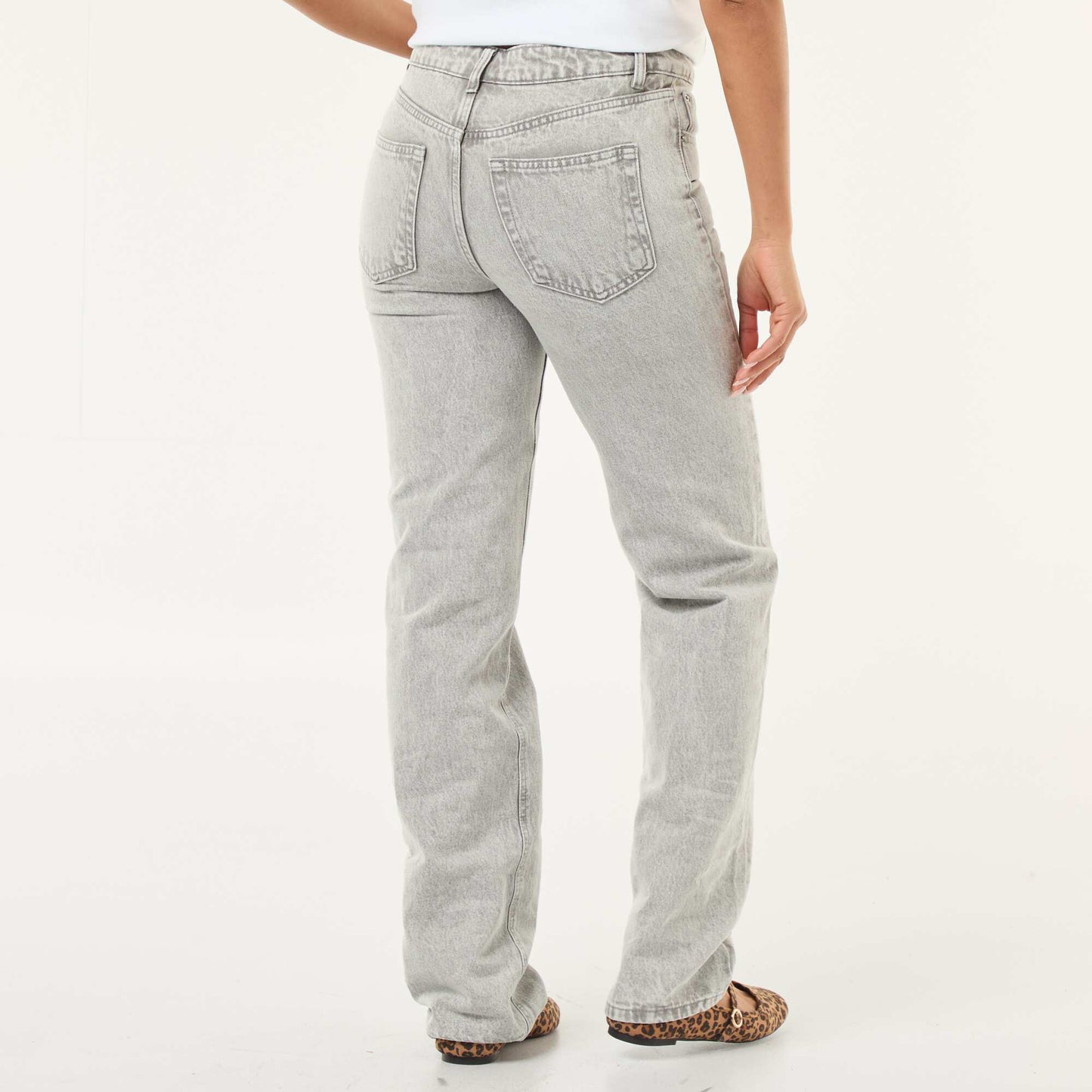 Straight-Leg Cotton Denim Jeans GREY