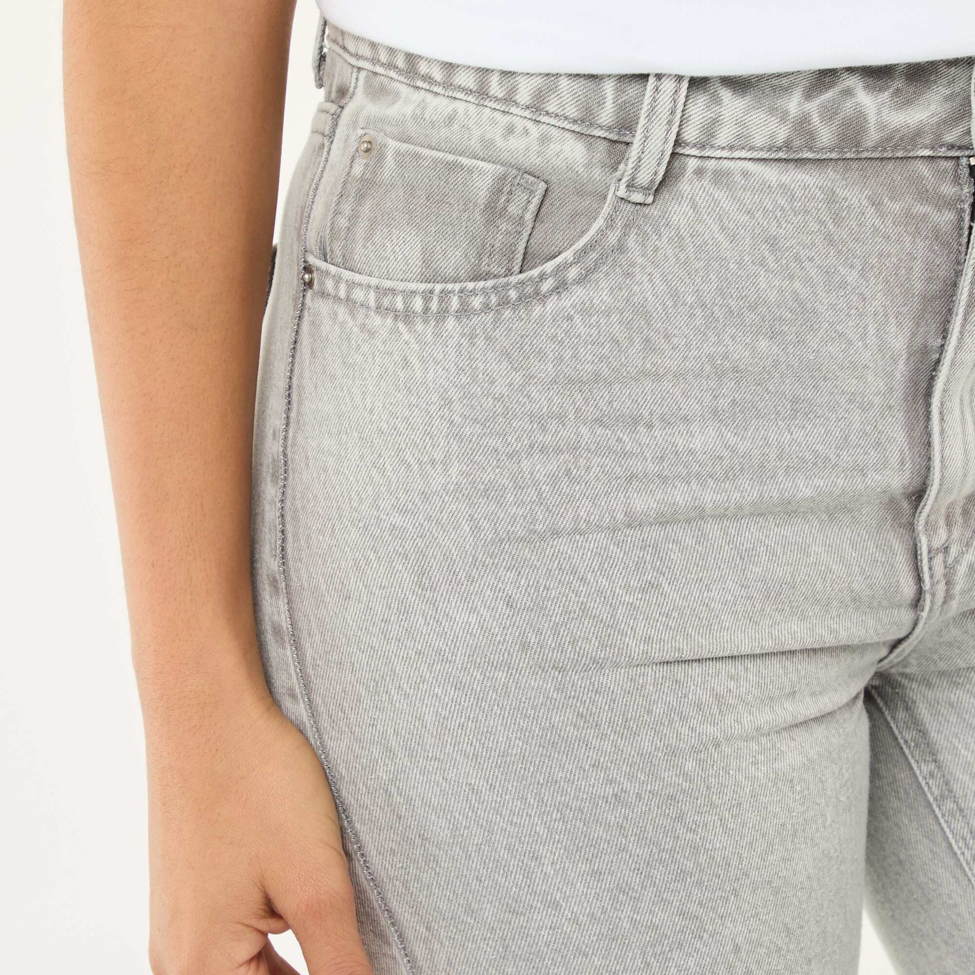 Straight-Leg Cotton Denim Jeans GREY